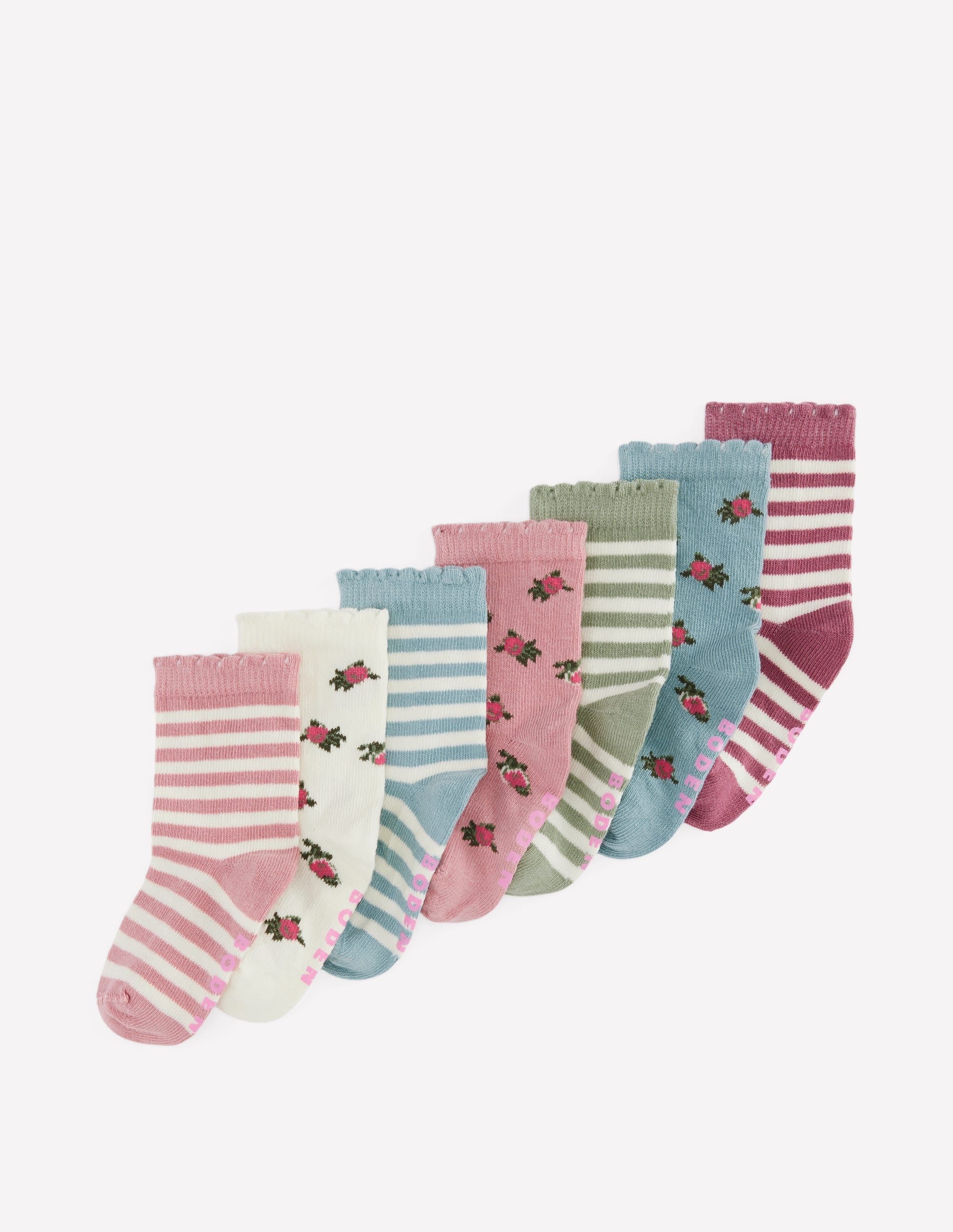7-Pack Baby Socks-Floral Stripe - Image 1
