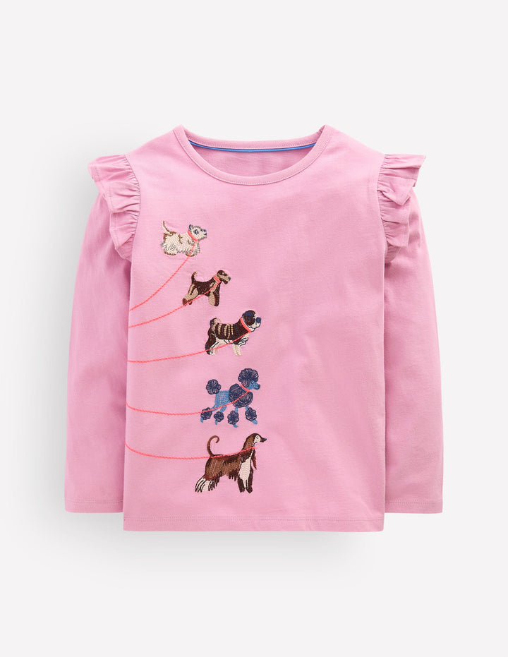 Long Sleeve Superstitch Tee-Soft Lavender Dogs