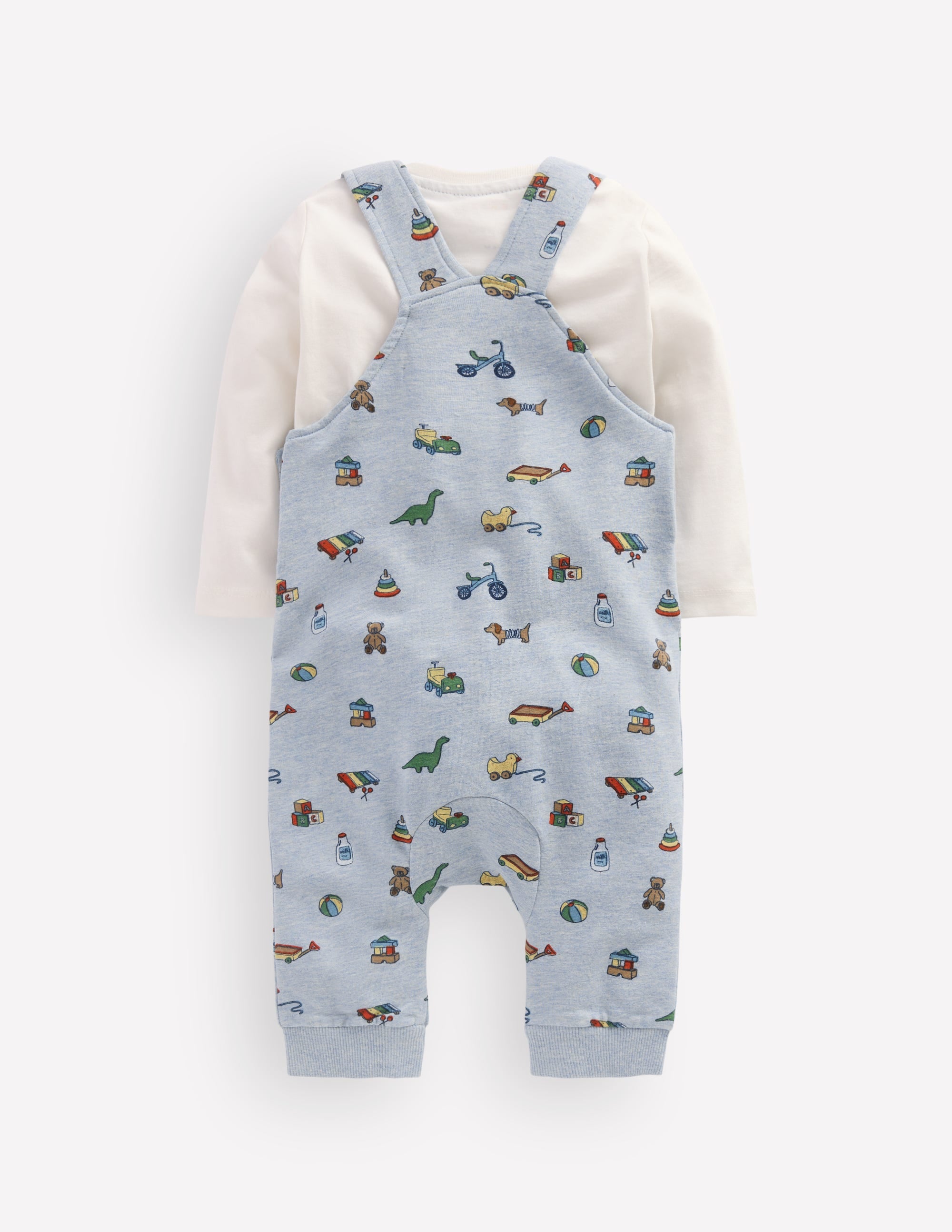 Jersey Dungarees Set-Blue Marl Playroom Print - Image 2