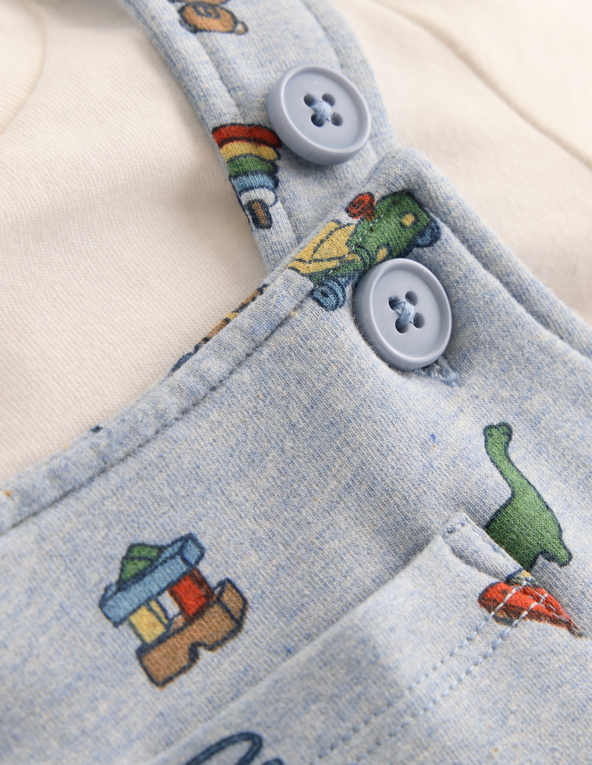 Jersey Dungarees Set-Blue Marl Playroom Print-3