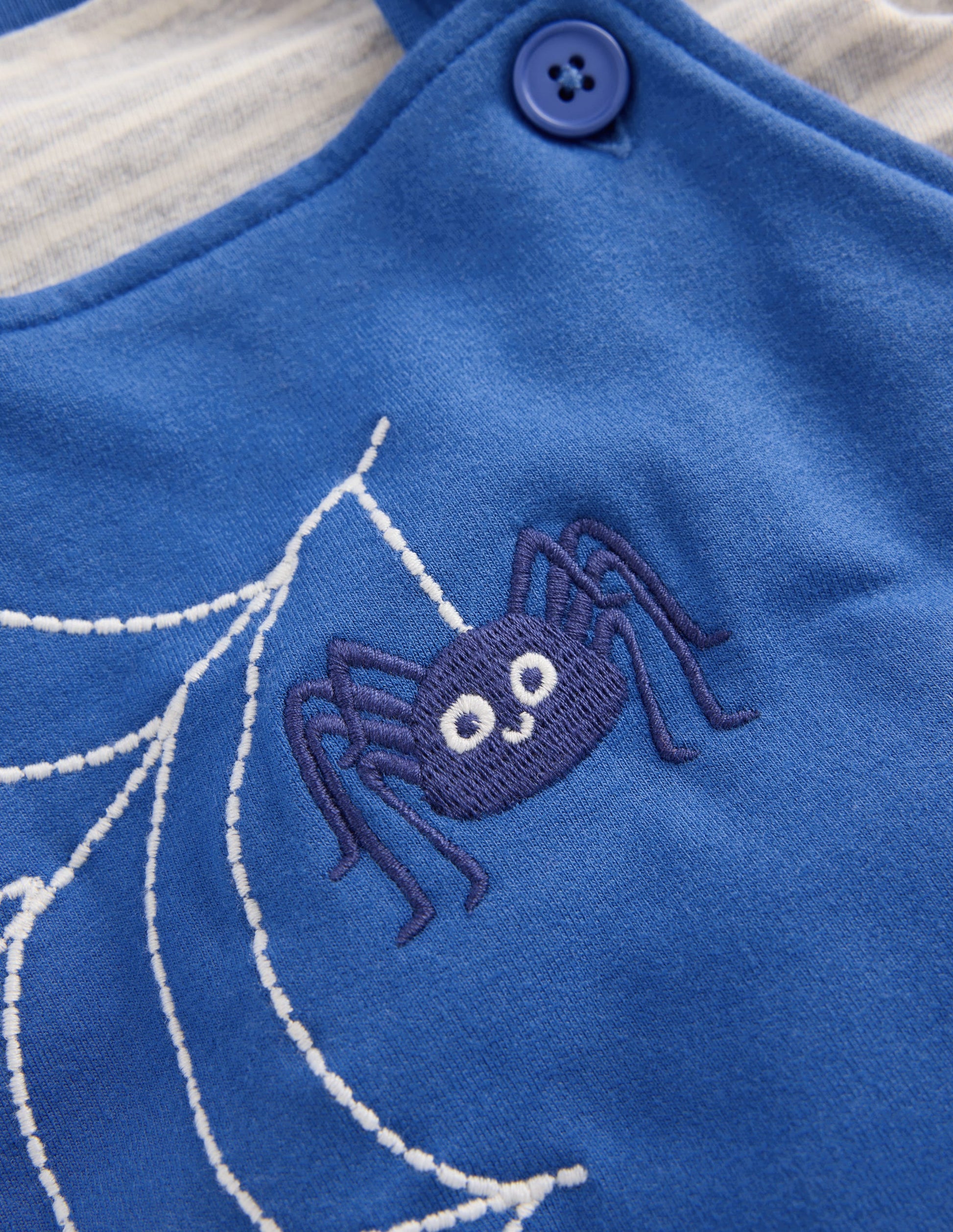 Jersey Dungarees Set-Dark Blue Spider Webs-5