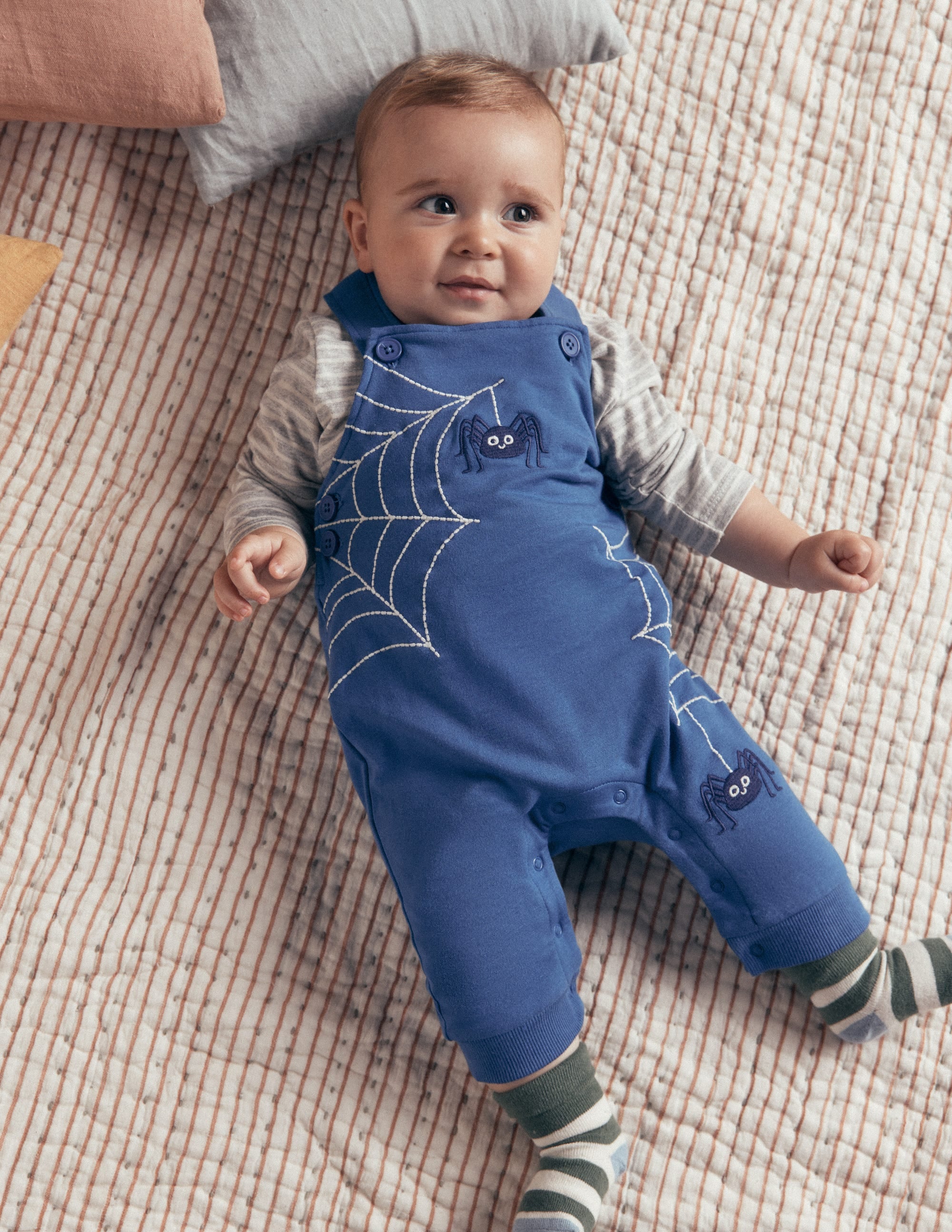 Jersey Dungarees Set-Dark Blue Spider Webs - Image 2