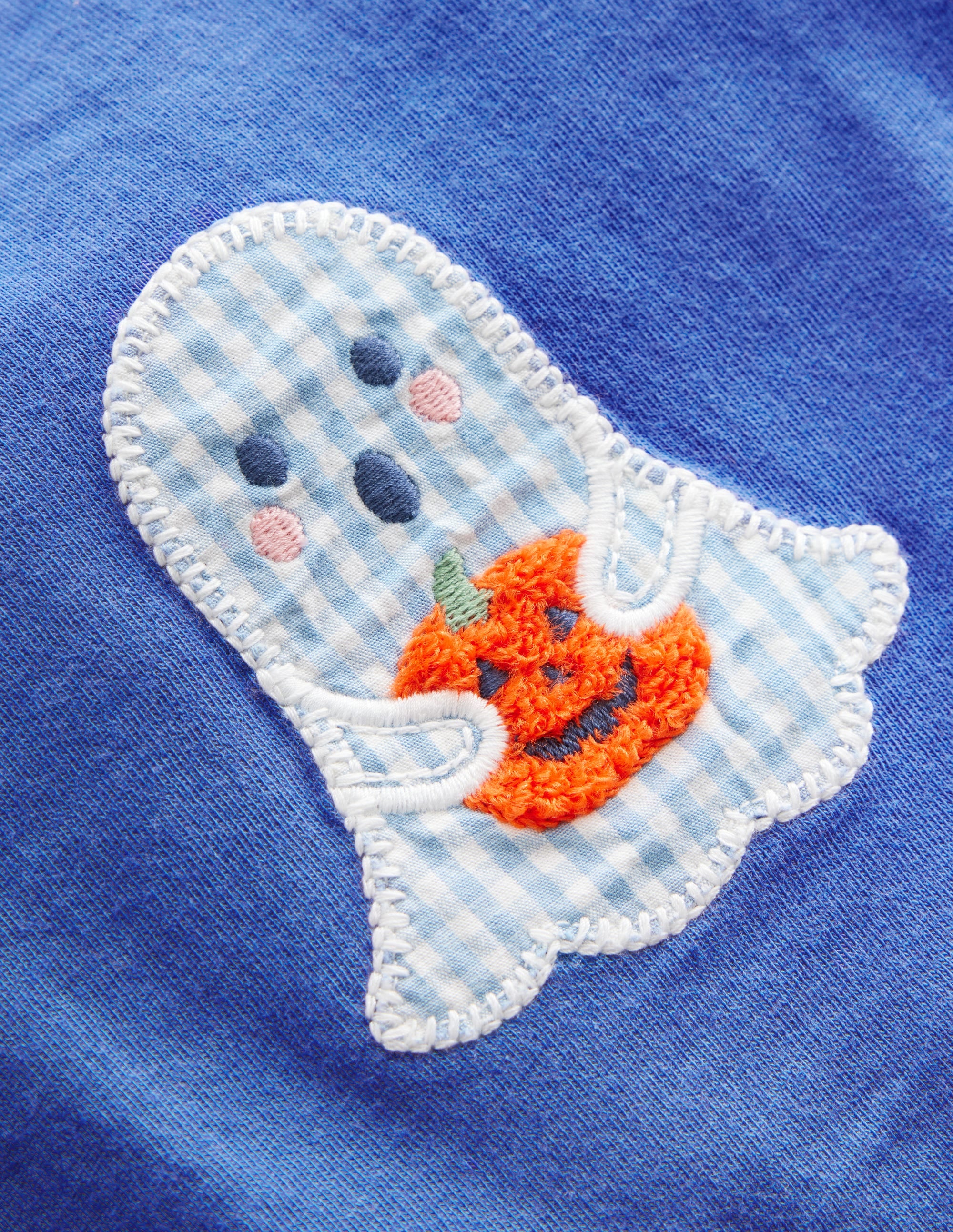 Long Sleeve Appliqué T-shirt-Bluejay Ghost - Image 6