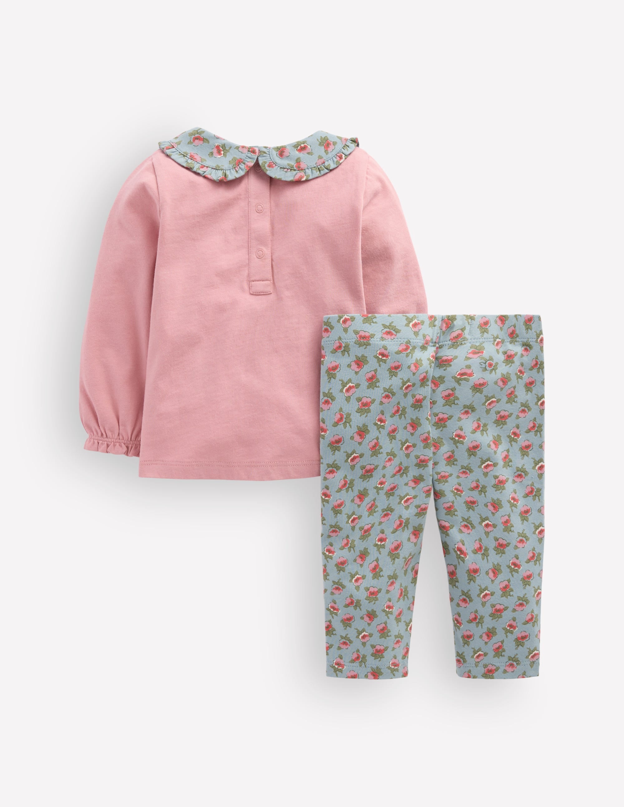 Collared Jersey Set-Pink/Blue Ditsy Floral - Image 2