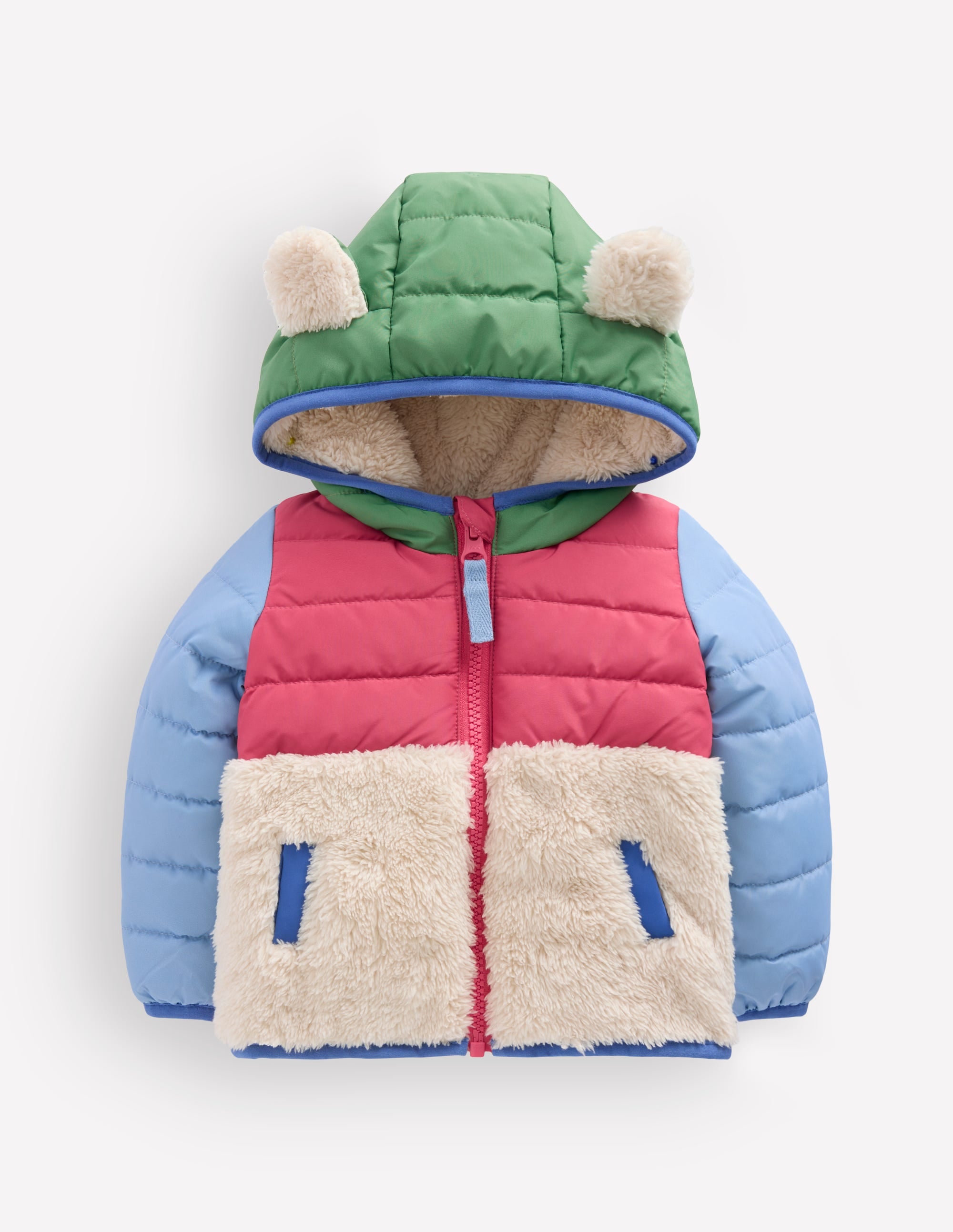 Boys Mixed Borg Jacket-Multi Colourblock - Image 1