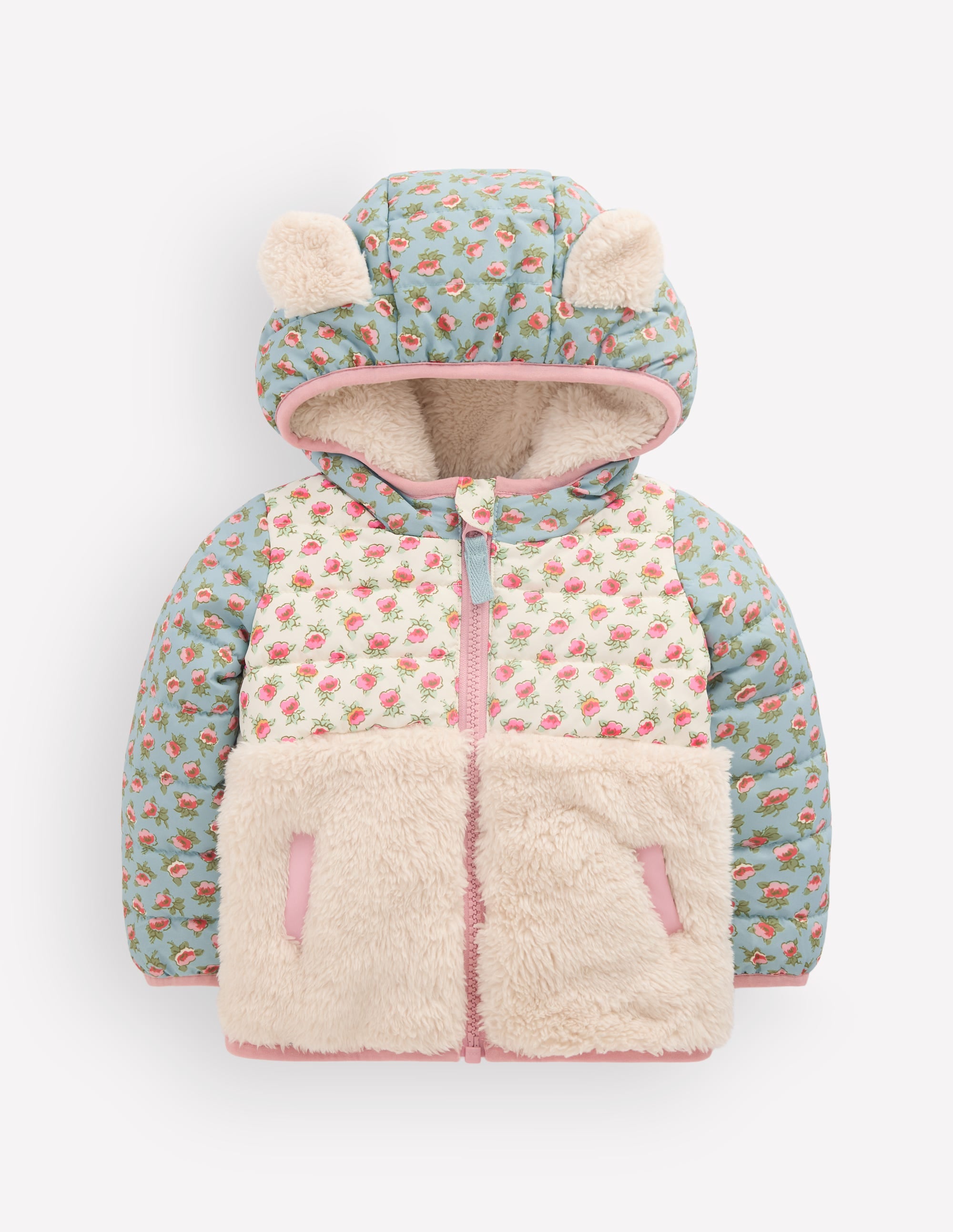 Mixed Borg Jacket-Blue Hotchpotch Floral - Image 1
