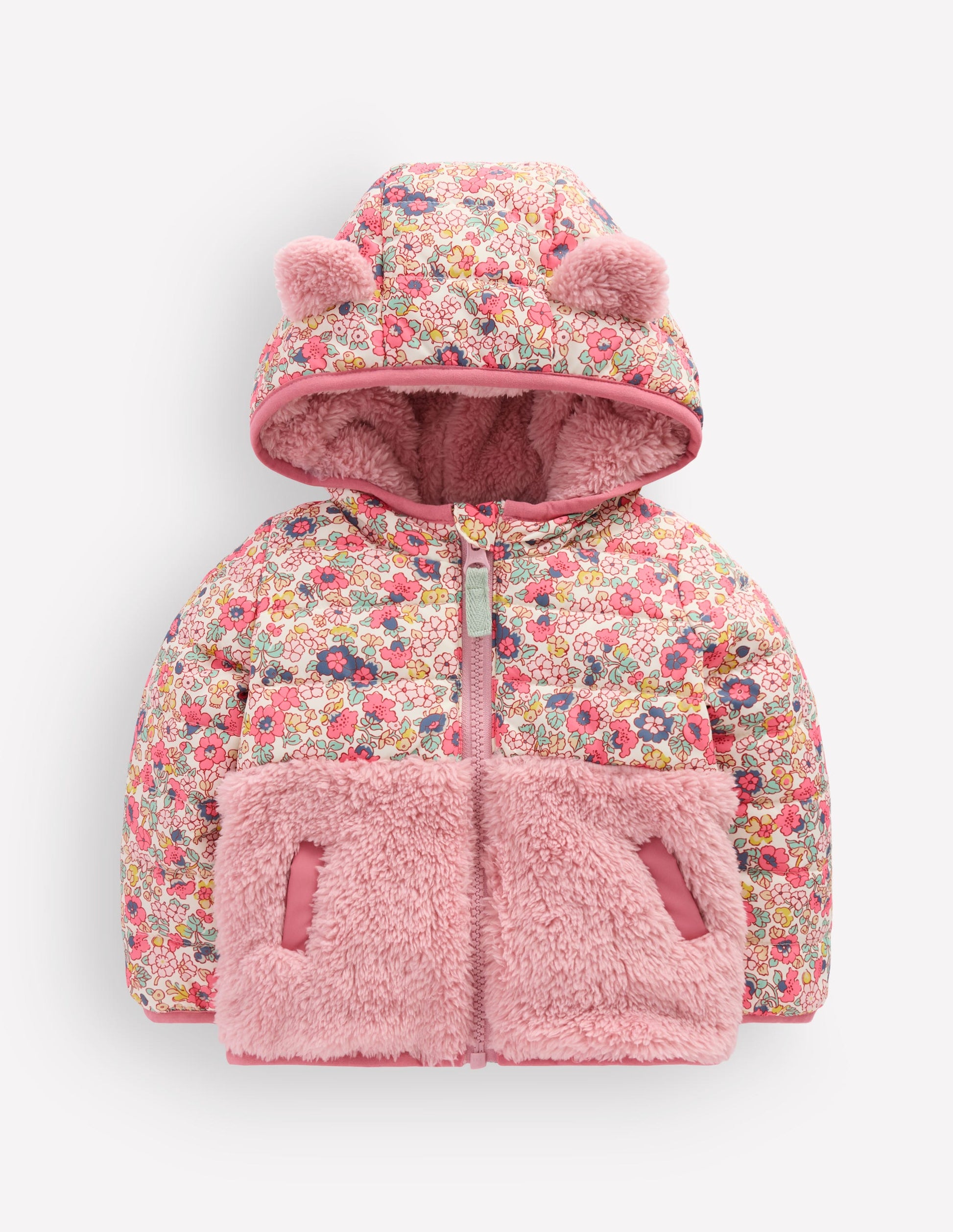 Mixed Borg Jacket-Multi Ditsy Floral-1