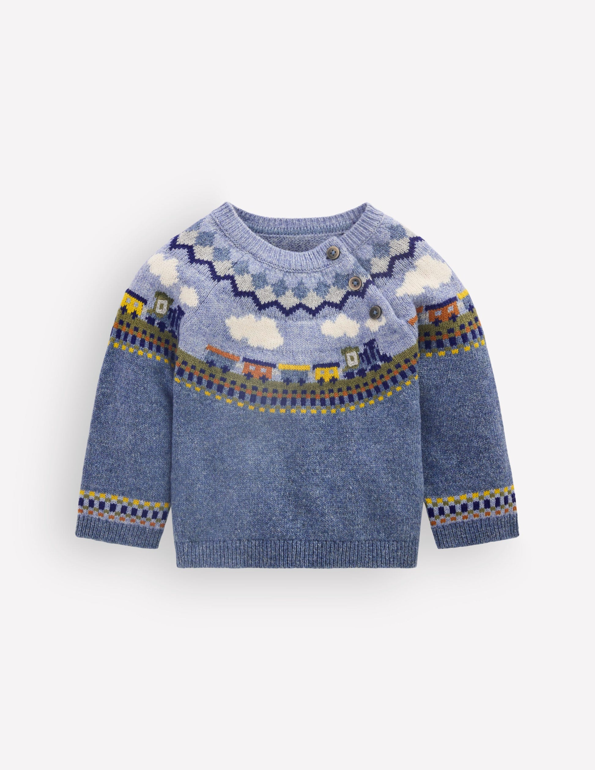 Fair isle Jumper-Glacier Blue Marl Train-2
