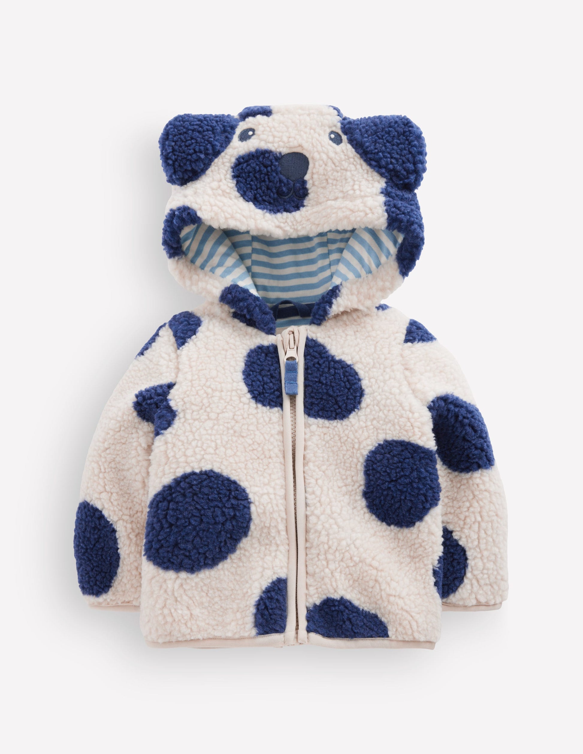 Novelty Cosy Borg Jacket-Navy & Ivory Dog-2