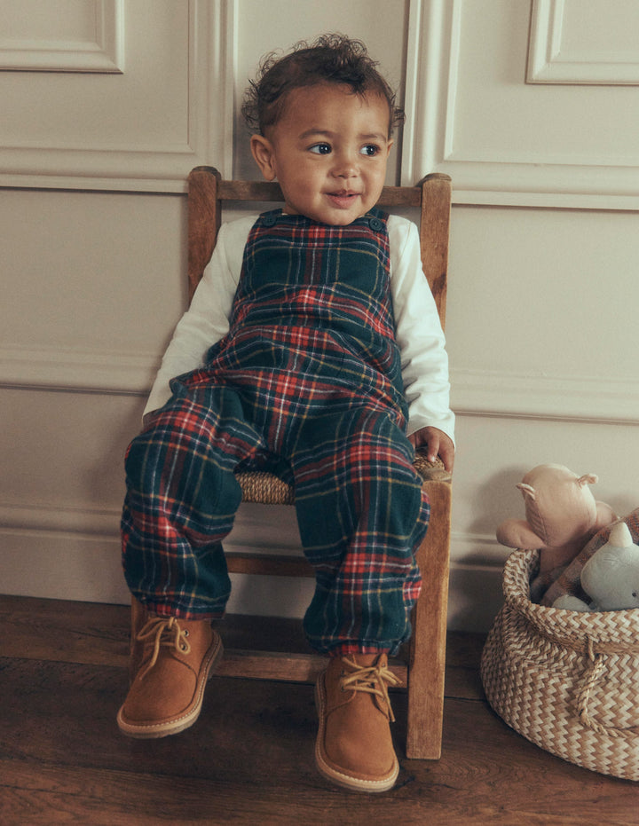 Front Pocket Romper Set-Green Family Check
