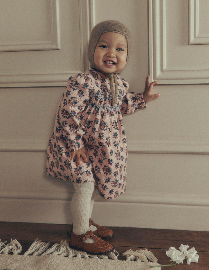 Smocked Occasion Dress-Pink Sprouting Garden