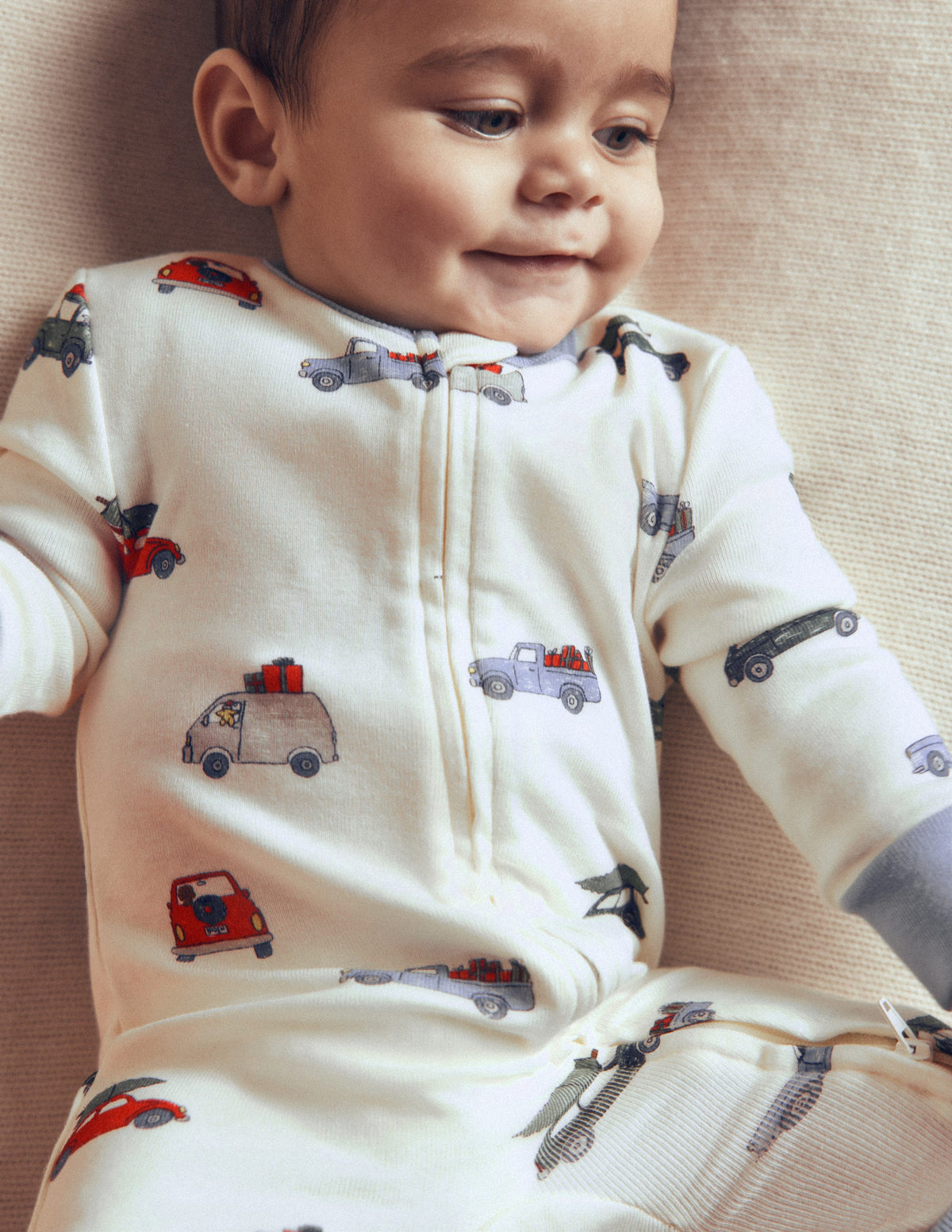 All-in-One Jersey Romper-Festive Cars-4