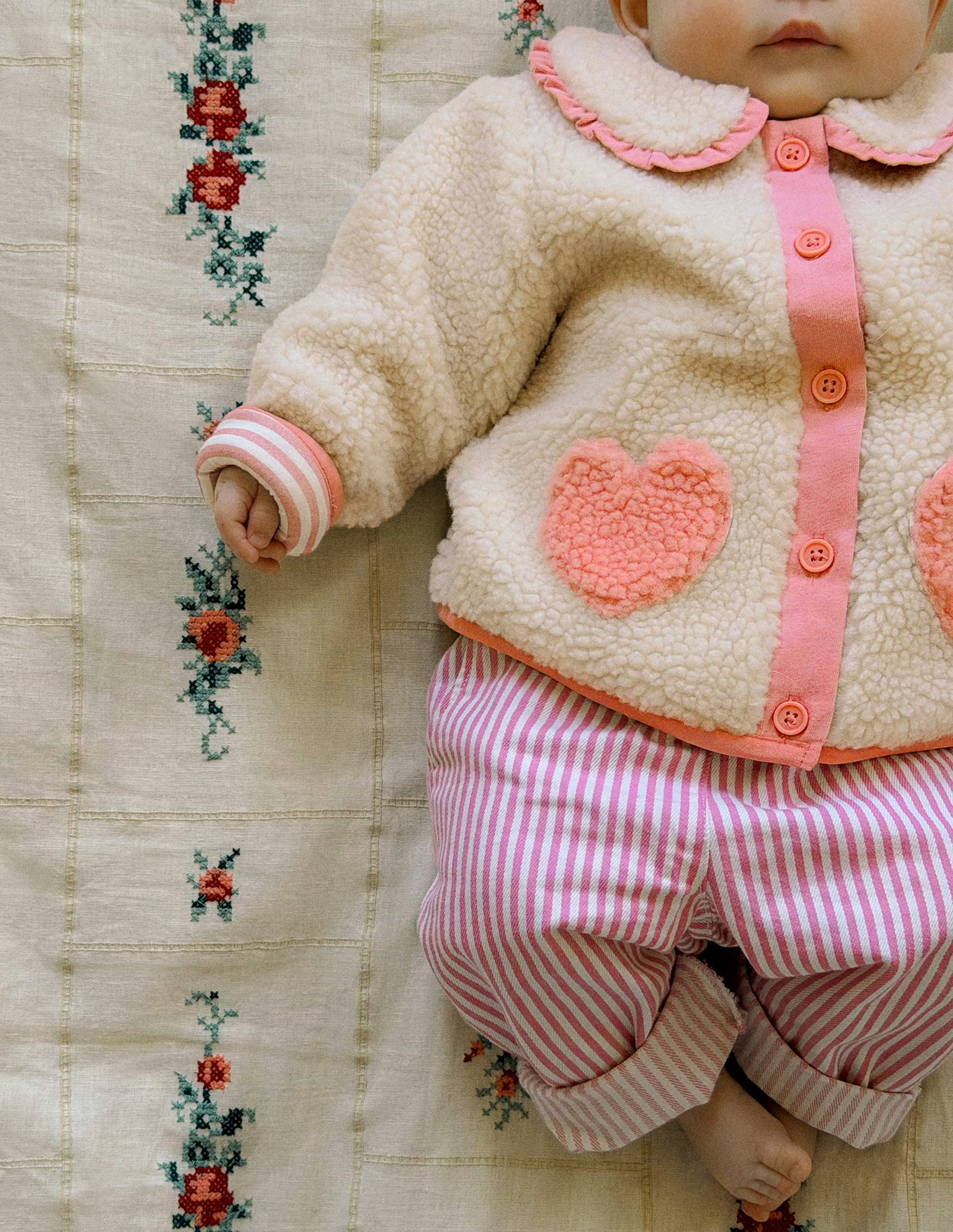 Borg Collared Jacket-Neutral/Pink Heart-4