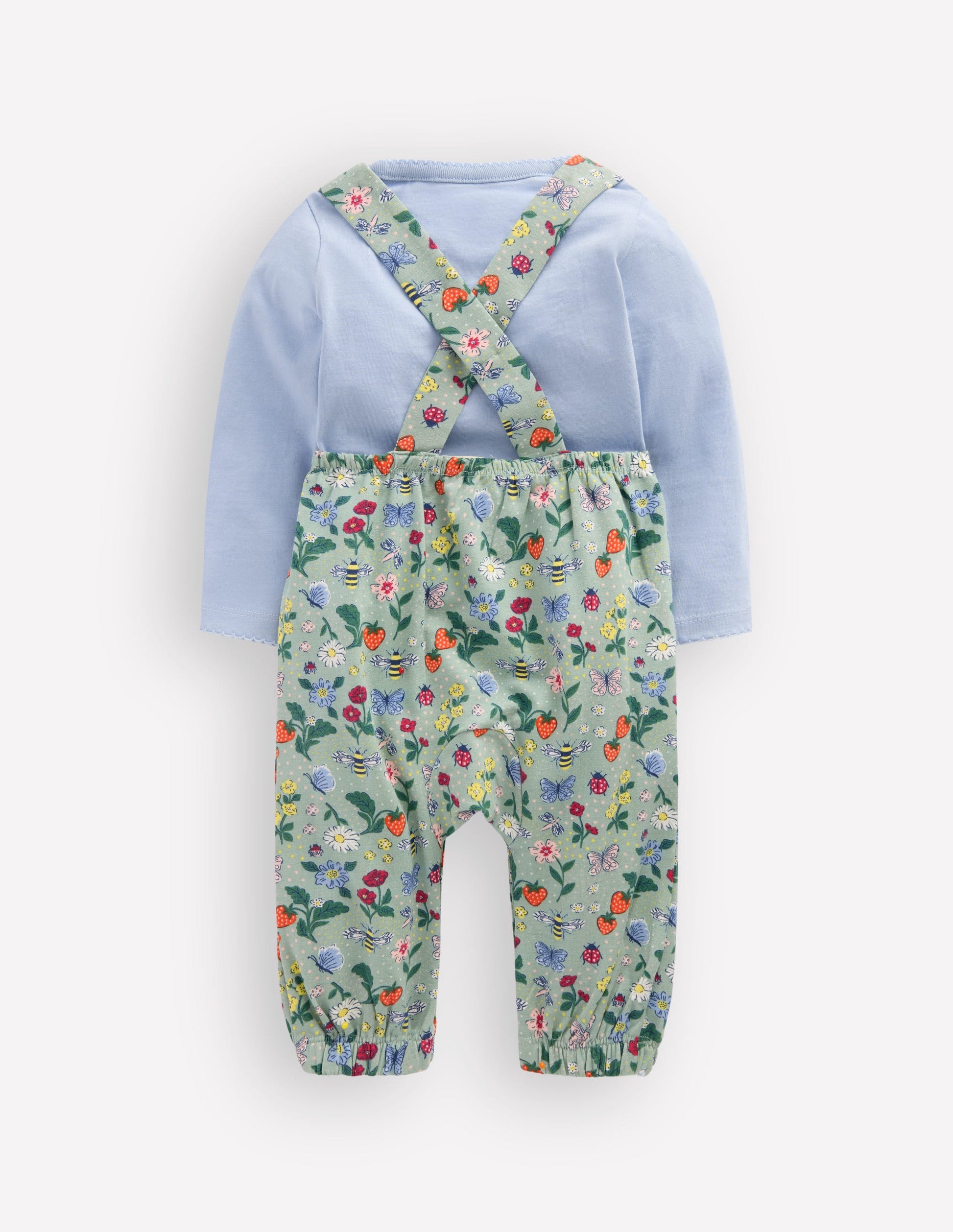 Jersey Dungarees Set-Green Bee Garden-2