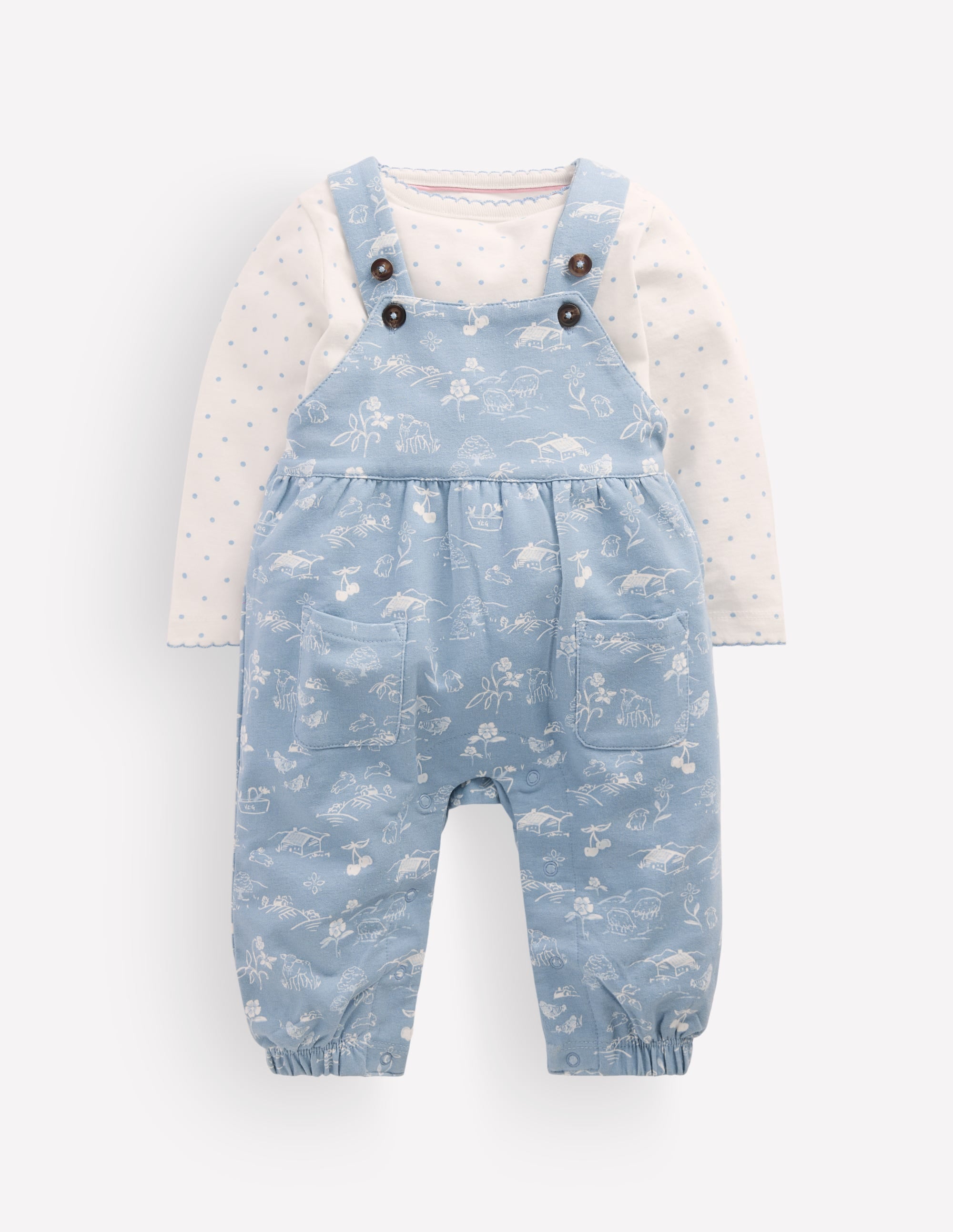 Jersey Dungarees Set-Blue Linear Farm - Image 1