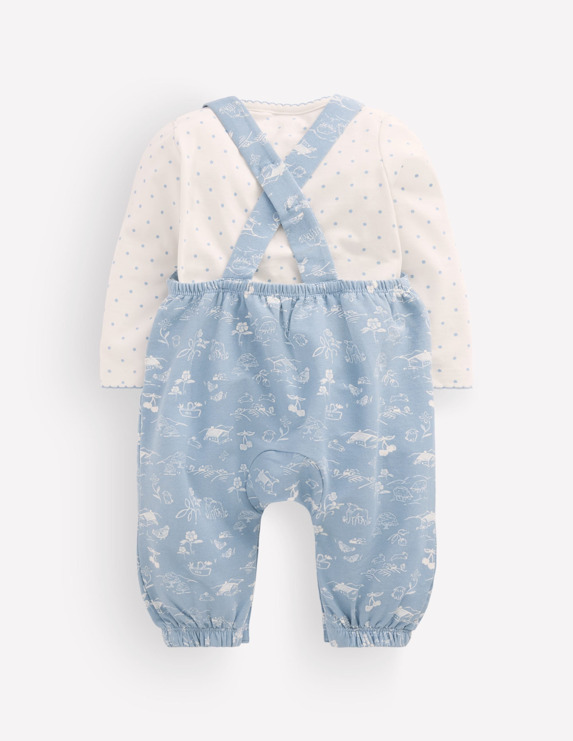 Jersey Dungarees Set-Blue Linear Farm - Image 2