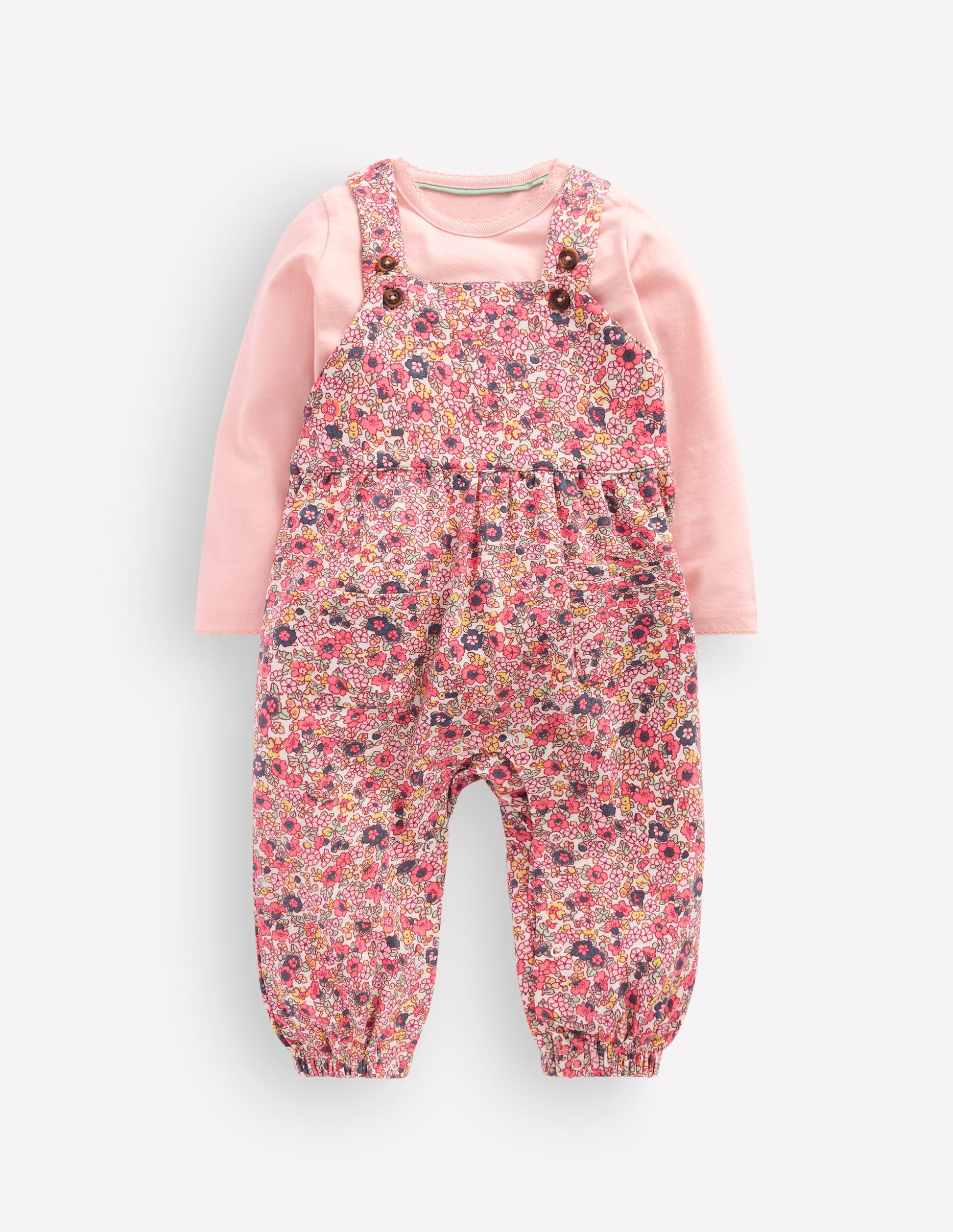 Jersey Dungarees Set-Multi Ditsy Floral-1