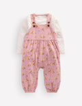 Jersey Dungarees Set-Pink Ducks
