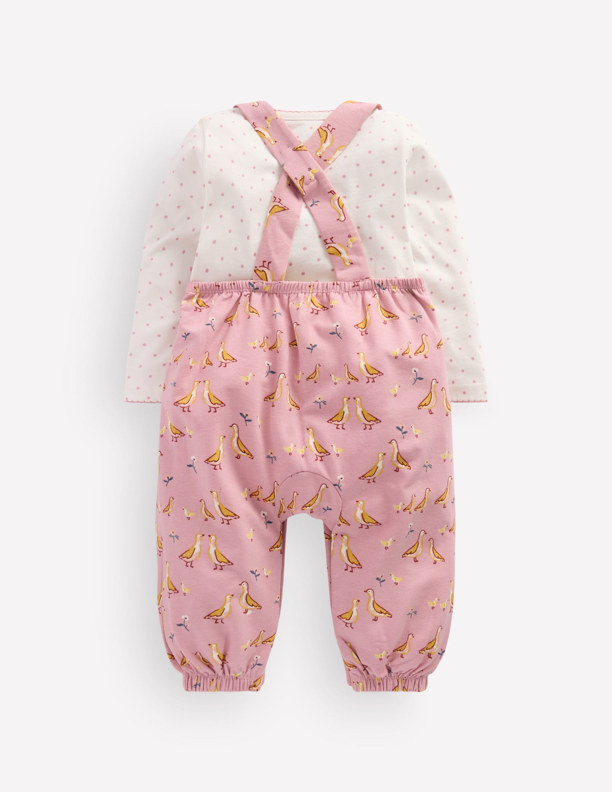 Jersey Dungarees Set-Pink Ducks-2