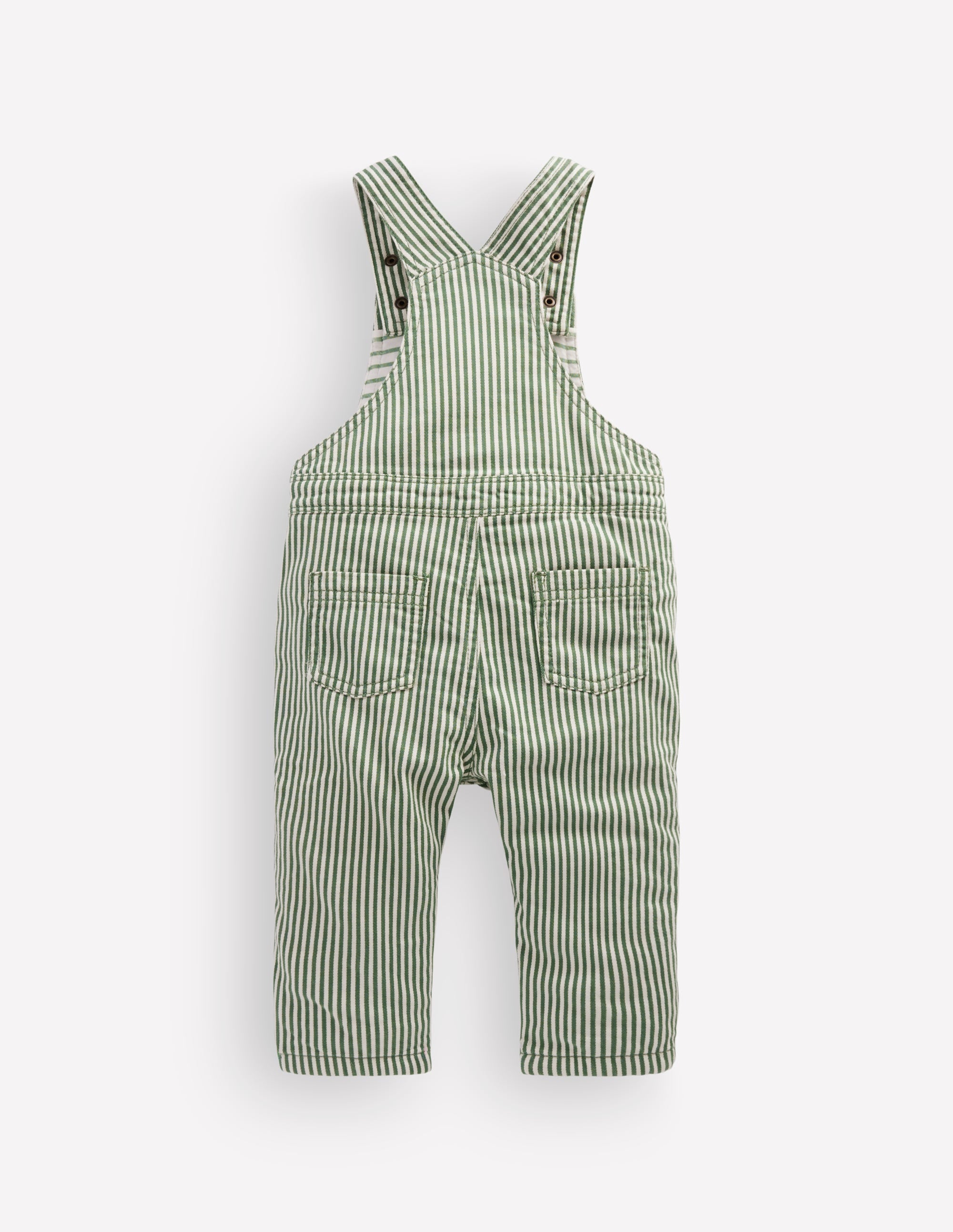 Woven Dungarees-Green Ticking Stripe - Image 2