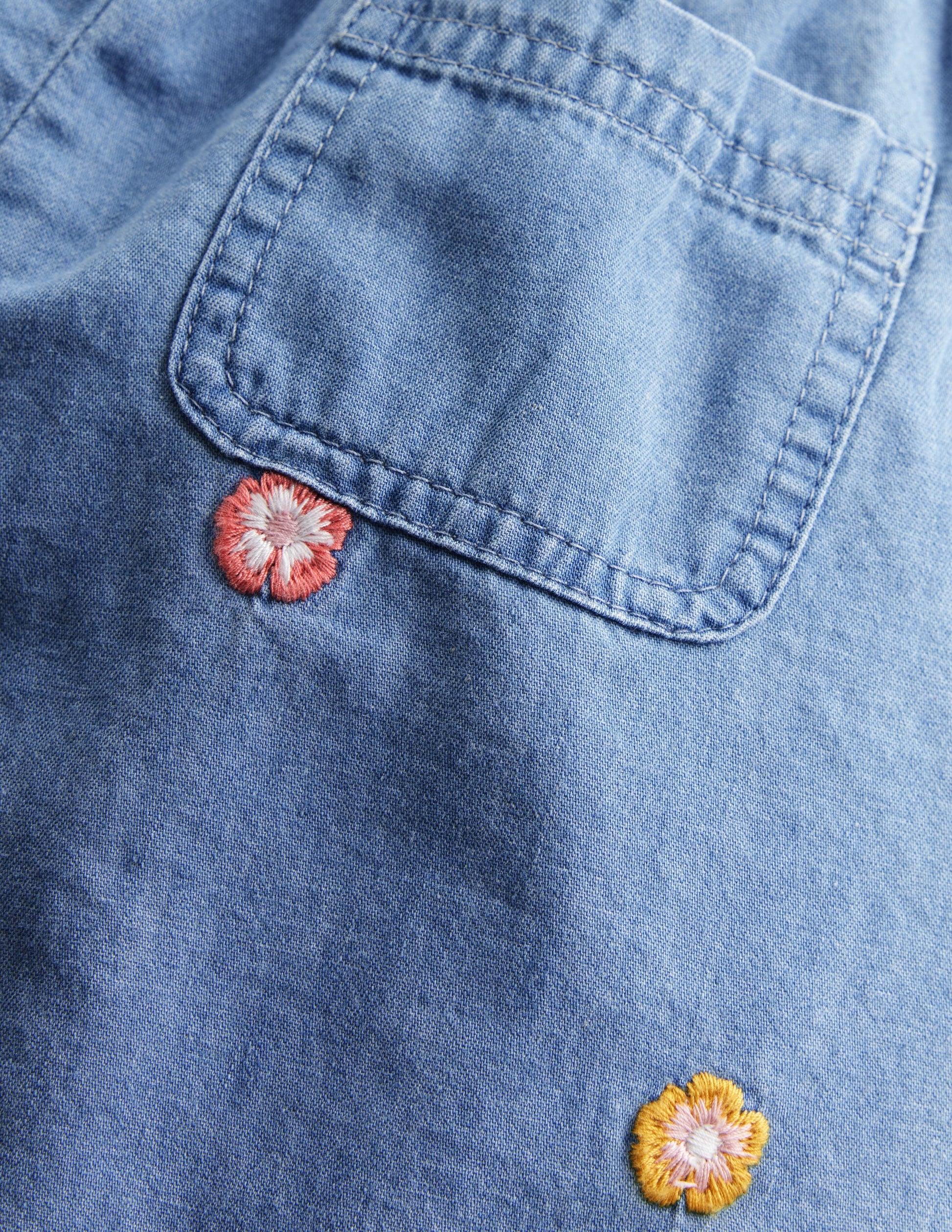 Embroidered Chambray Trousers-Embroidered Chambray-3
