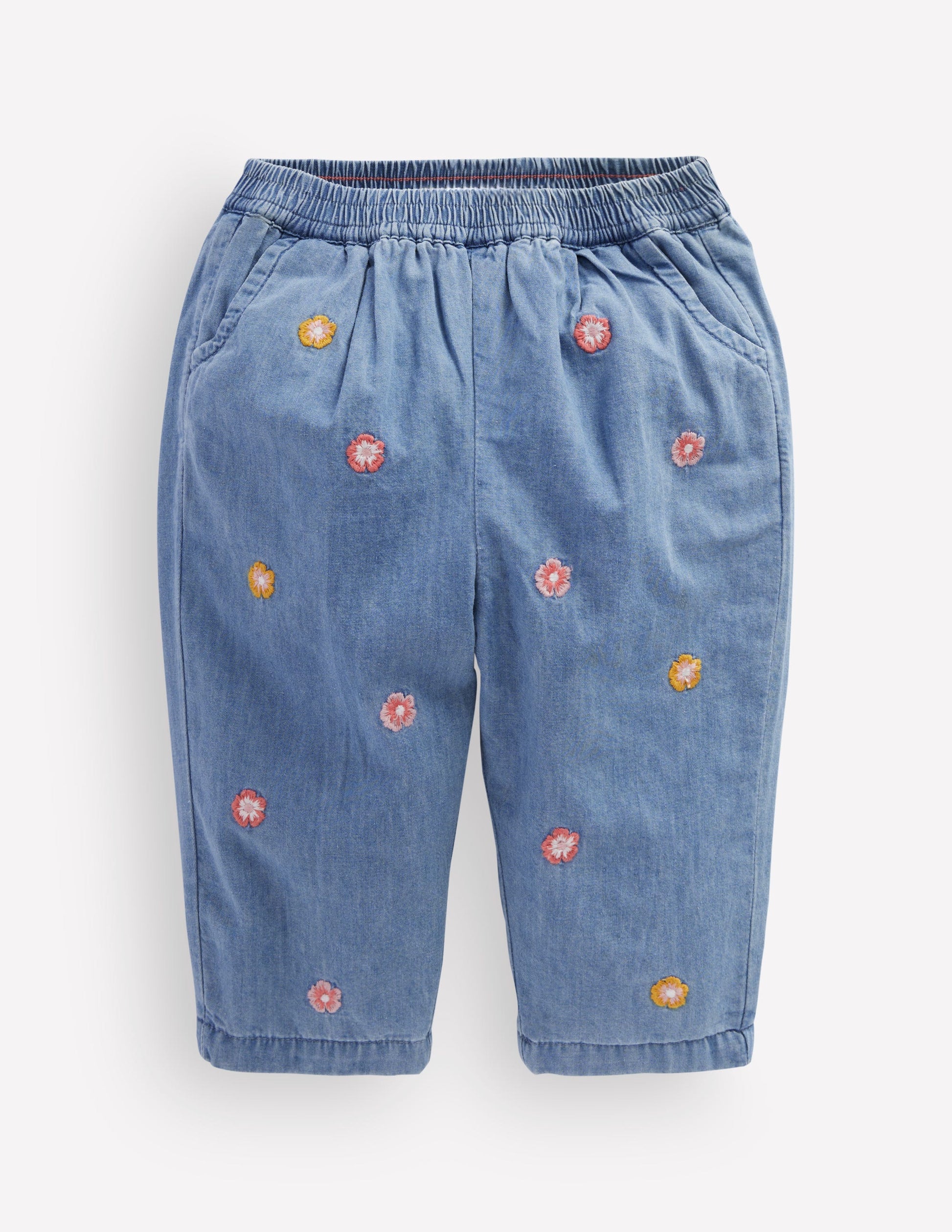 Embroidered Chambray Trousers-Embroidered Chambray-1