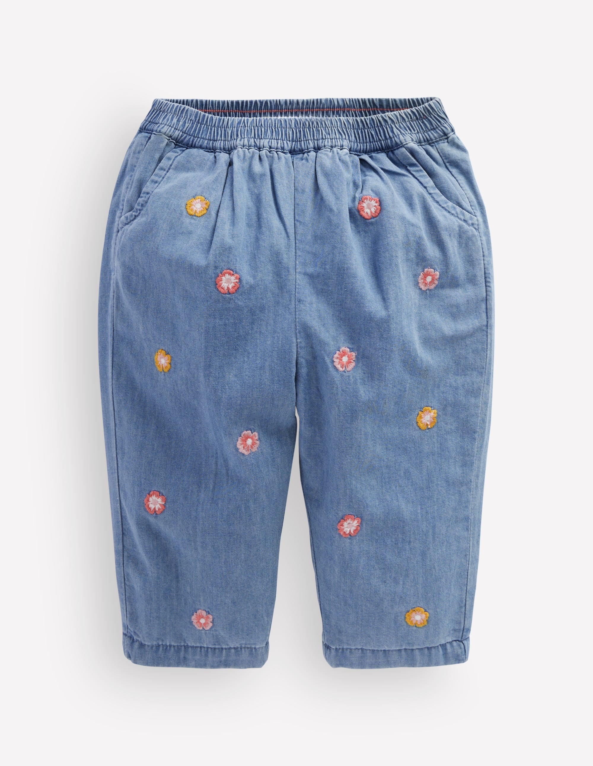 Embroidered Chambray Trousers-Embroidered Chambray - Image 1