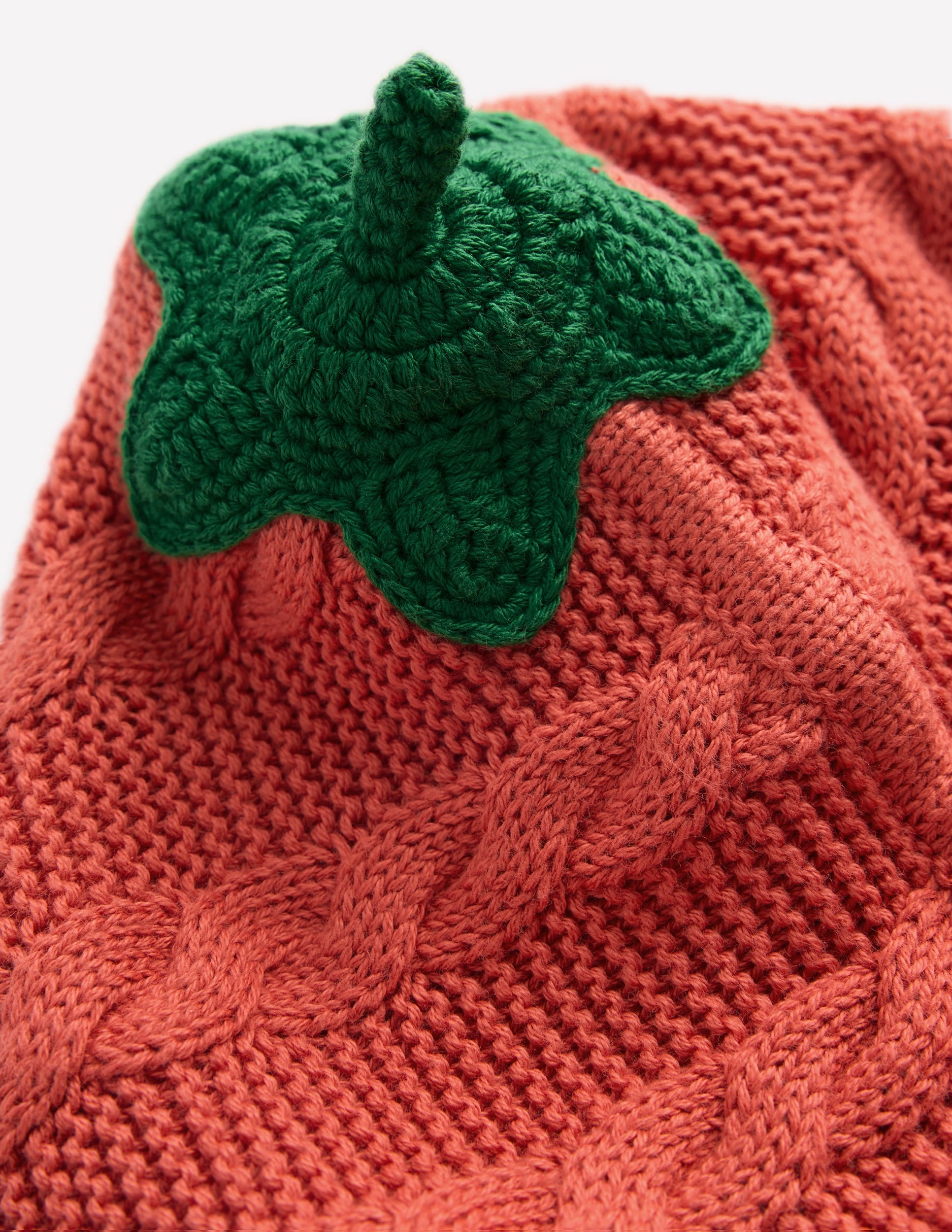 Novelty Cotton Knitted Jacket-Terracotta Clay Pumpkin - Image 6