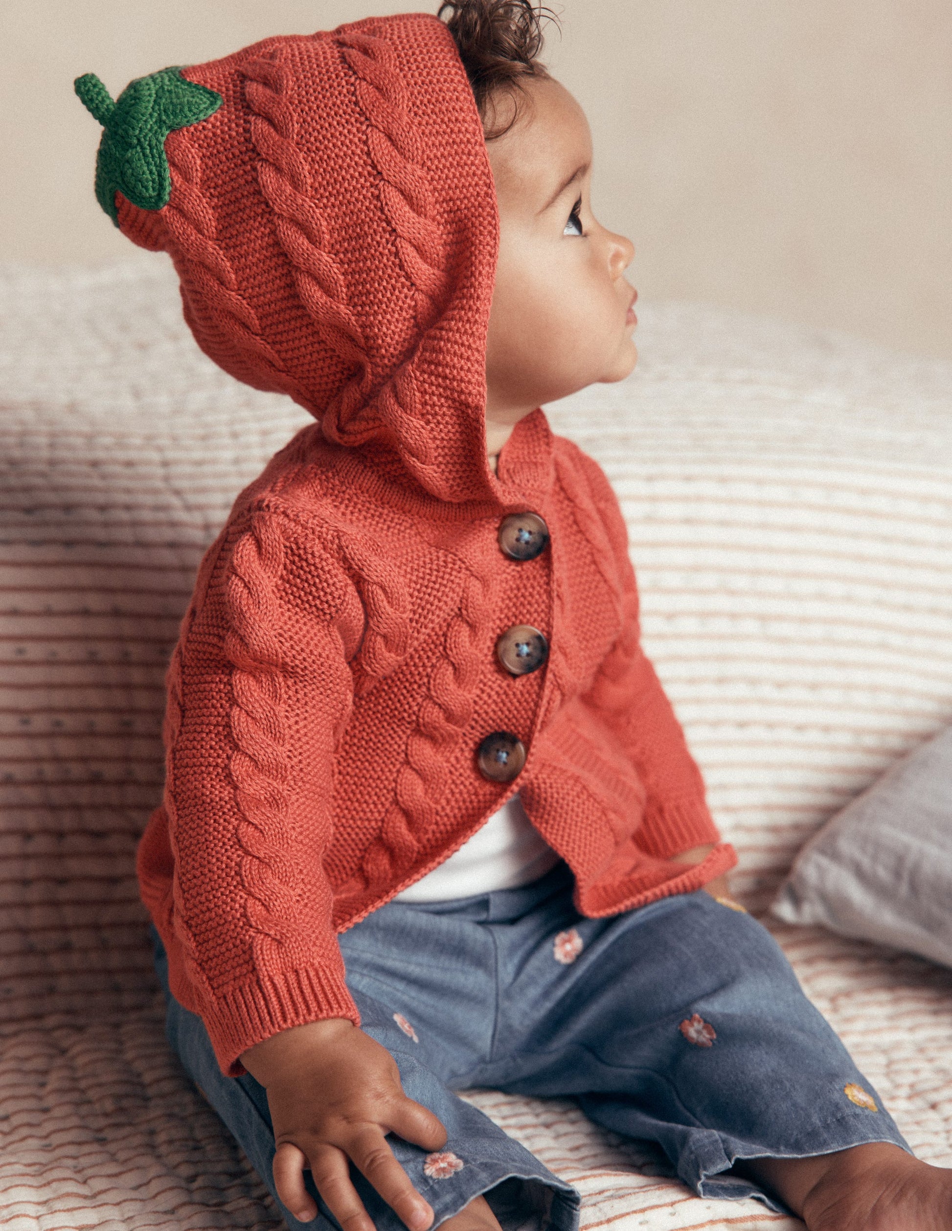 Novelty Cotton Knitted Jacket-Terracotta Clay Pumpkin-1