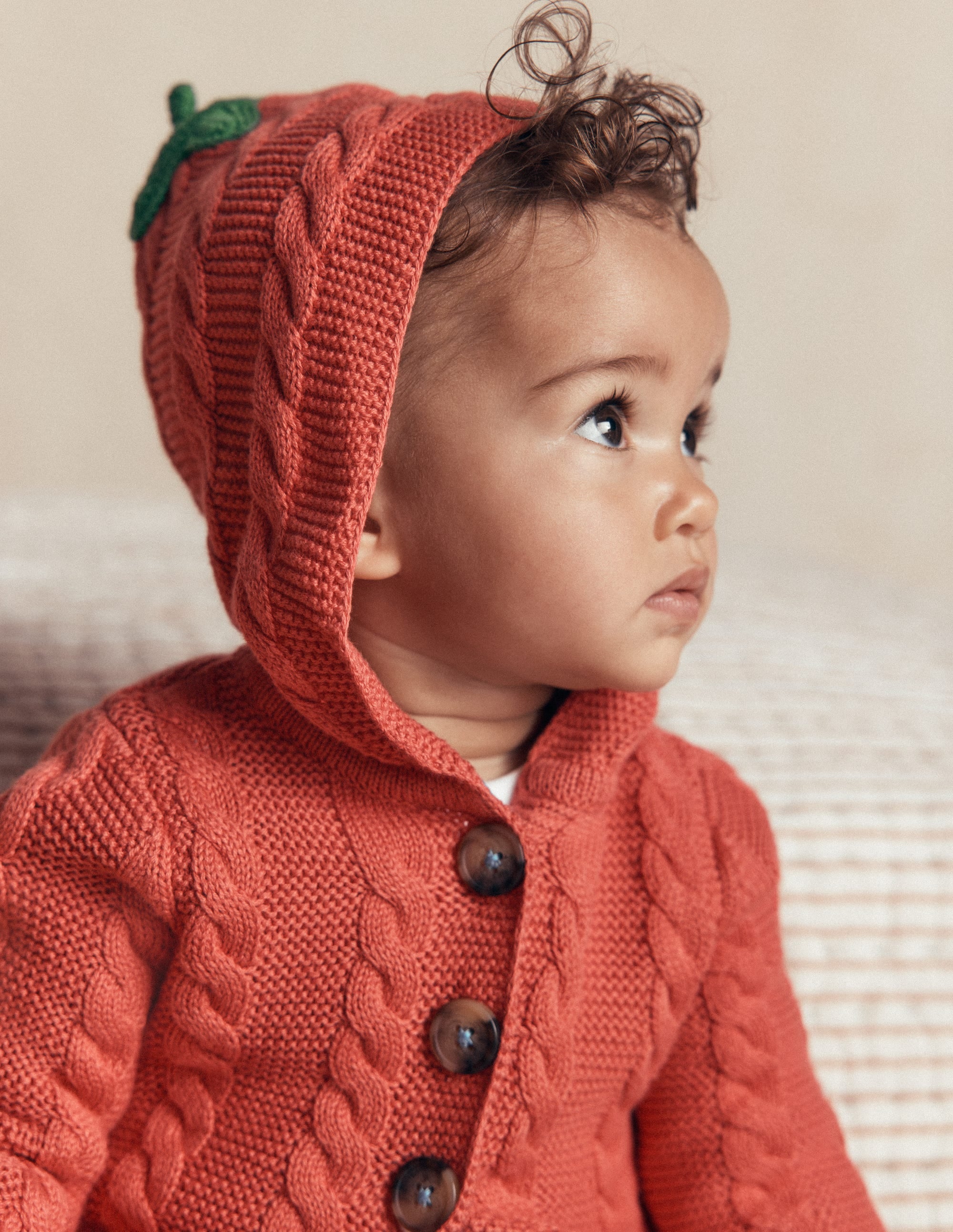 Novelty Cotton Knitted Jacket-Terracotta Clay Pumpkin - Image 2