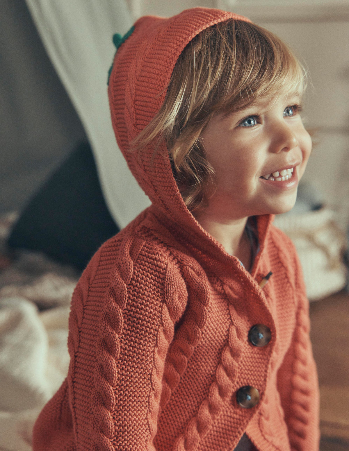 Novelty Cotton Knitted Jacket-Terracotta Clay Pumpkin - Image 1