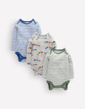 3-pack Cotton Bodies-Grey Marl Trains