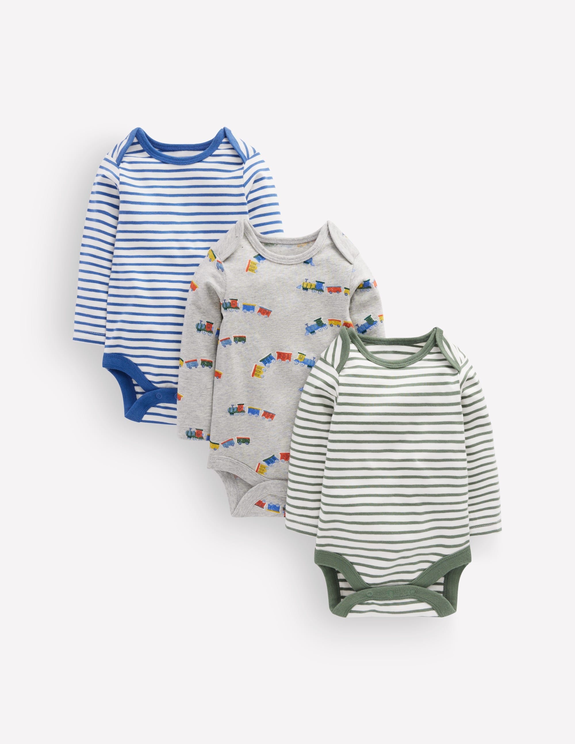 3-pack Cotton Bodies-Grey Marl Trains - Image 1
