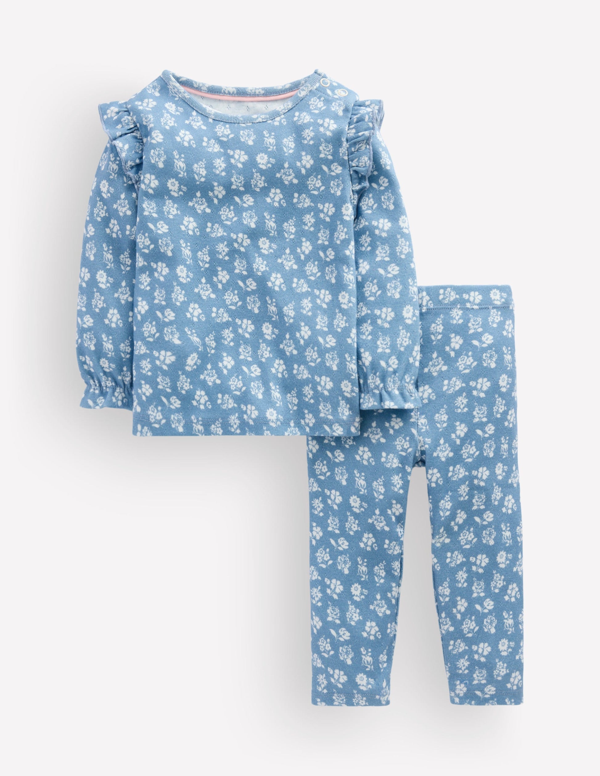 Cotton Pointelle Set-Glacier Blue Ditsy Floral-1