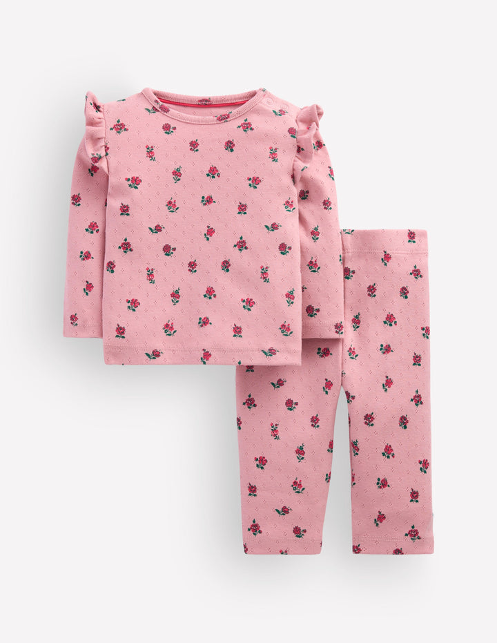 Cotton Pointelle Set-Pink Spaced Floral