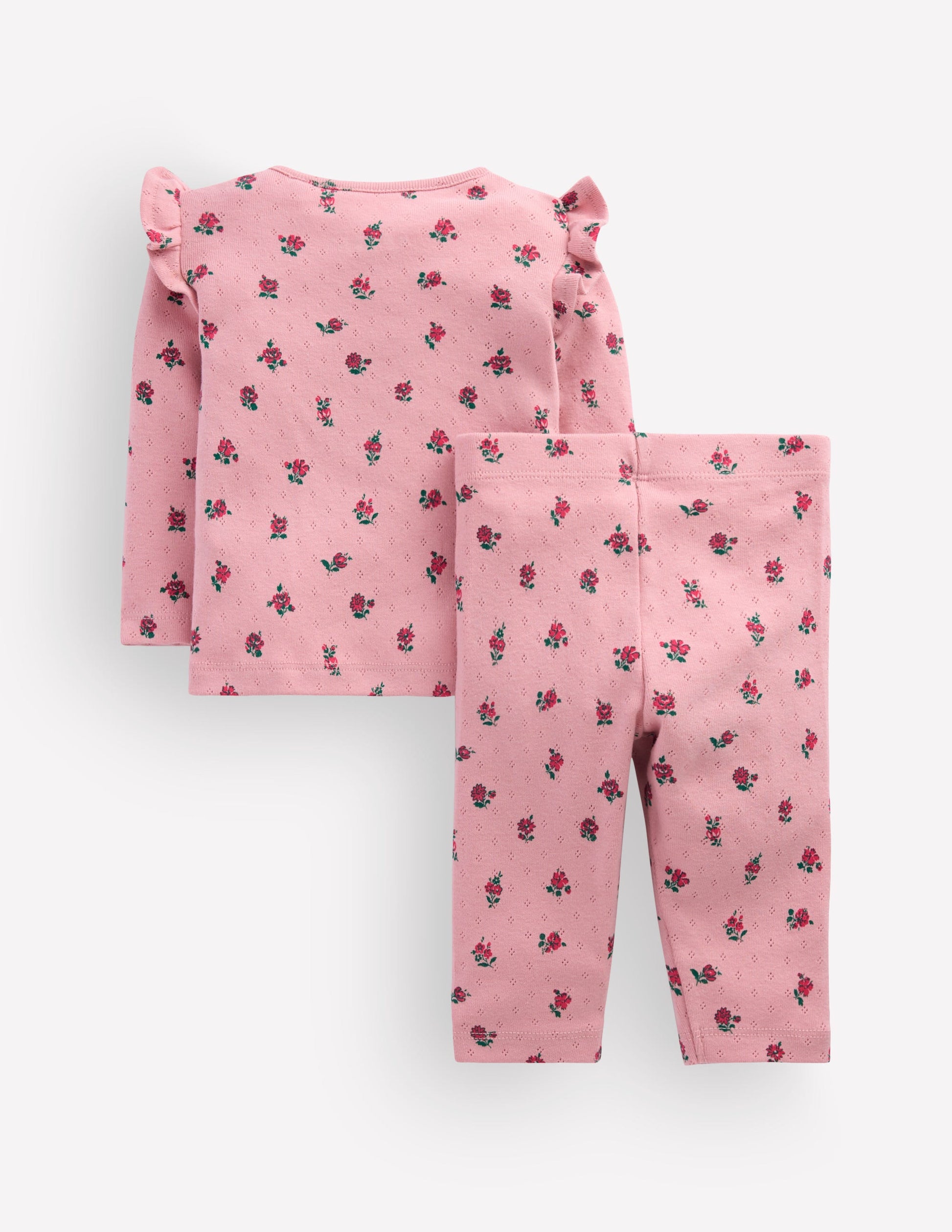 Cotton Pointelle Set-Pink Spaced Floral-2