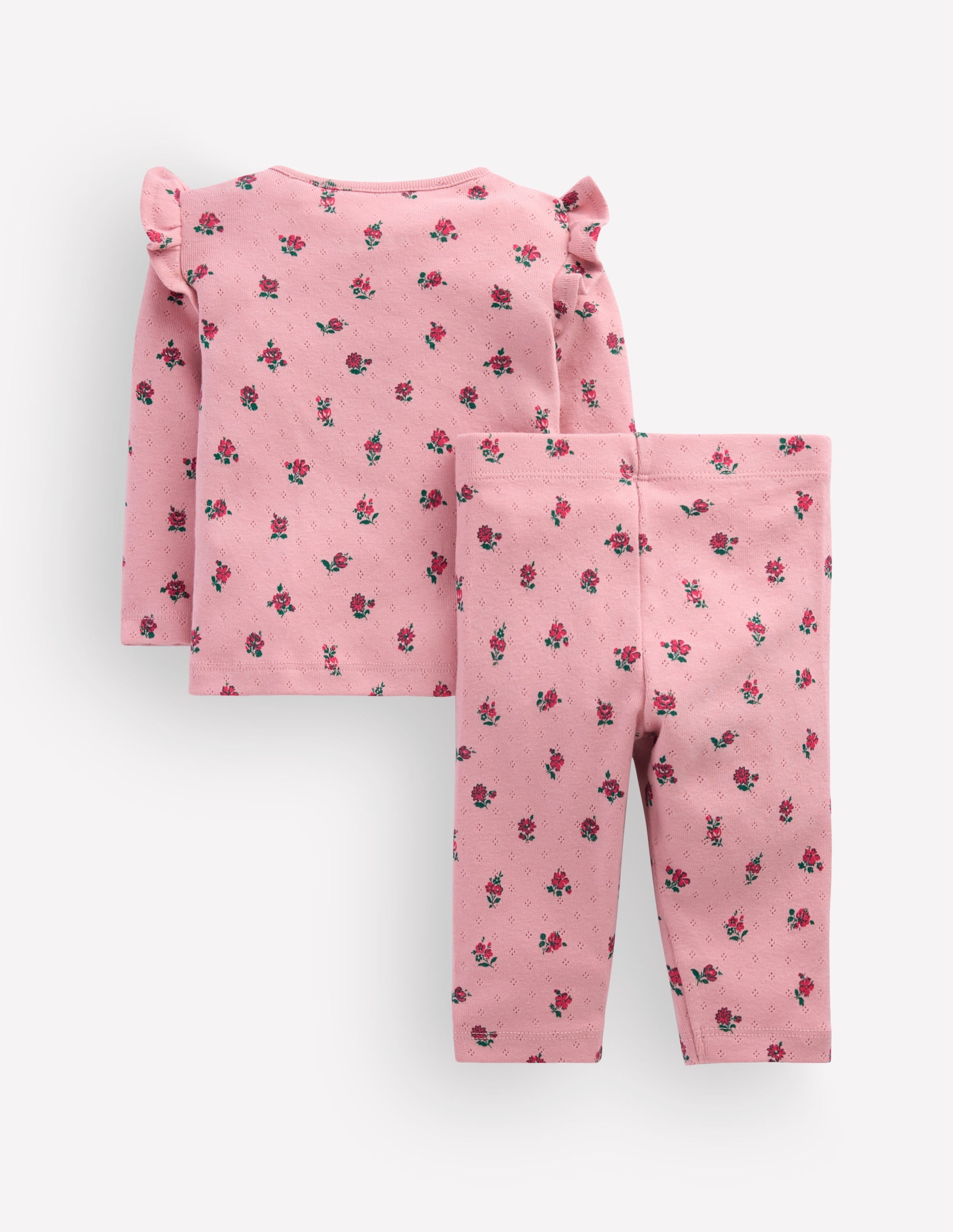 Cotton Pointelle Set-Pink Spaced Floral - Image 2