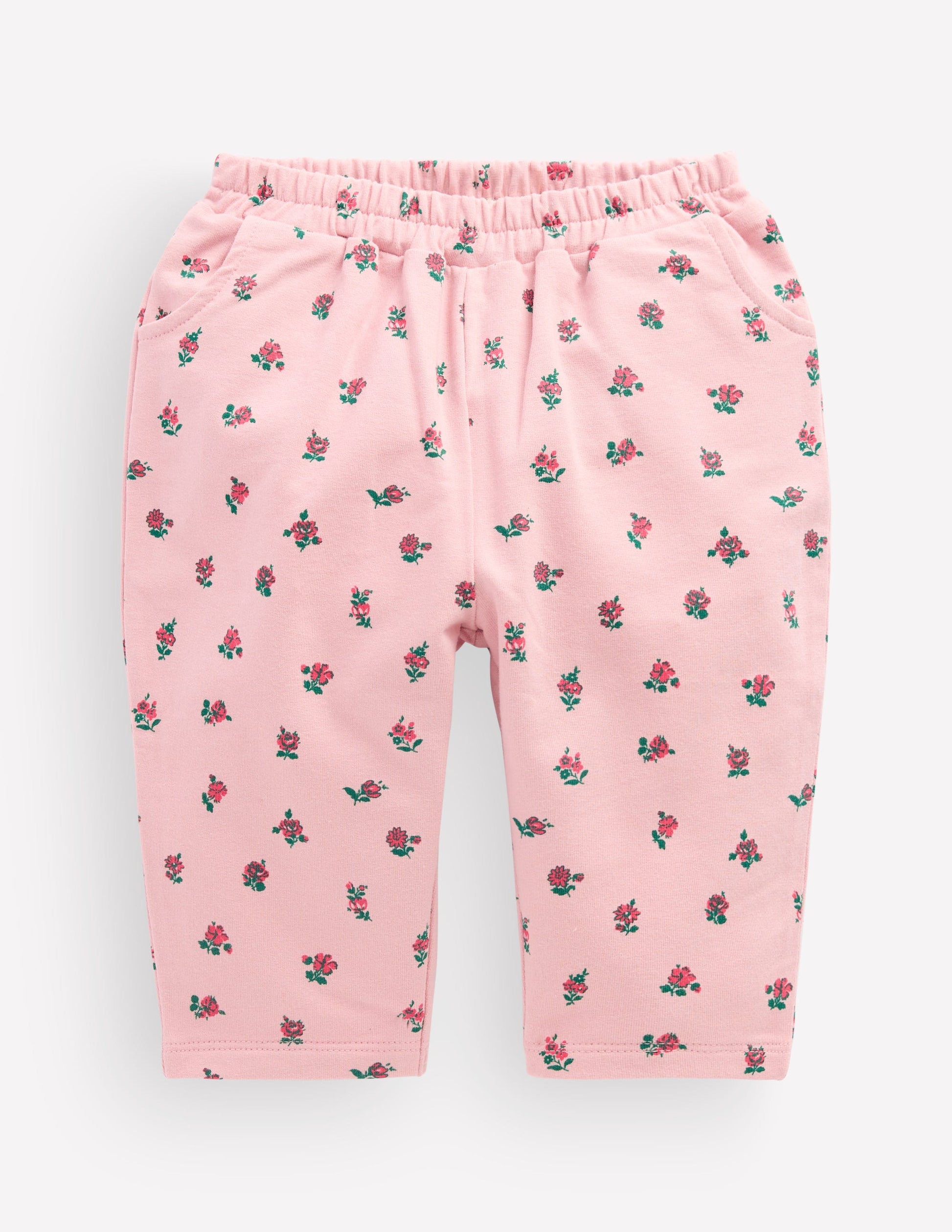 Jersey Pull-on Trousers-Pink Vintage Ditsy Floral-1