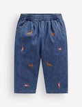 Embroidered Chambray Trouser-Chambray Dogs