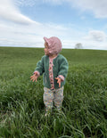 Cosy Borg Button-Down Jacket-Larch Green Floral