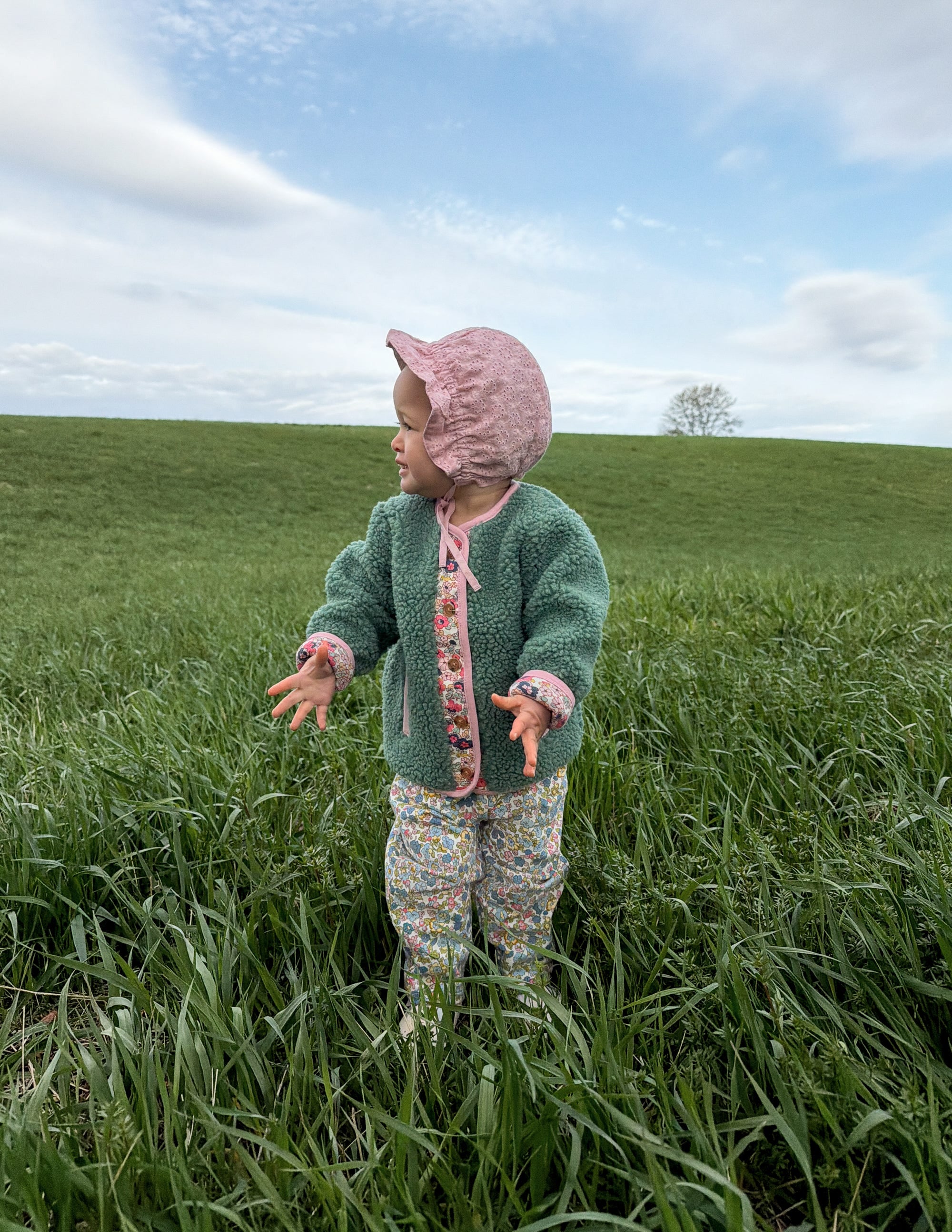 Cosy Borg Button-Down Jacket-Larch Green Floral - Image 5