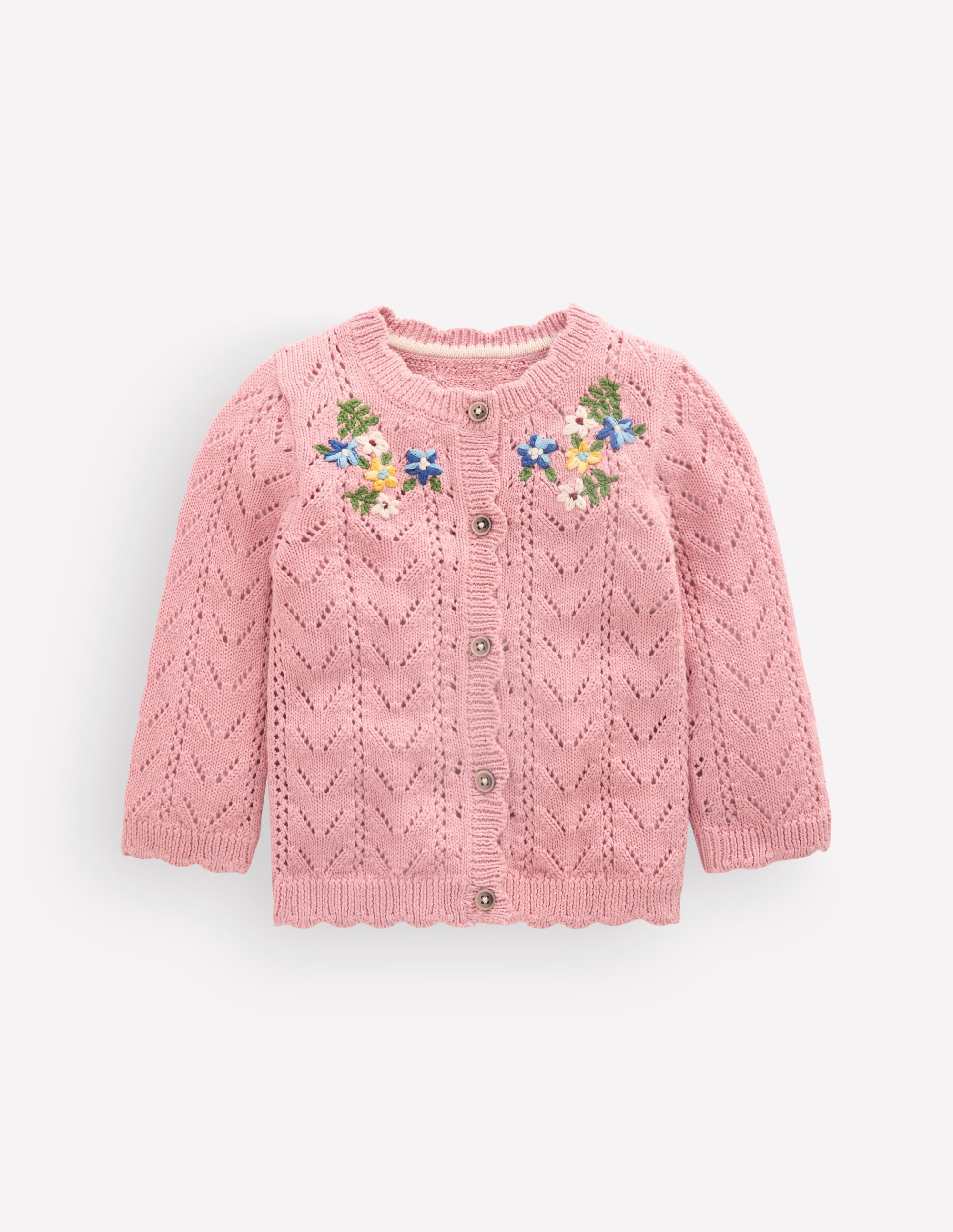 Embroidered Cotton Cardigan-Vintage Pink Mini Embroidered - Image 2