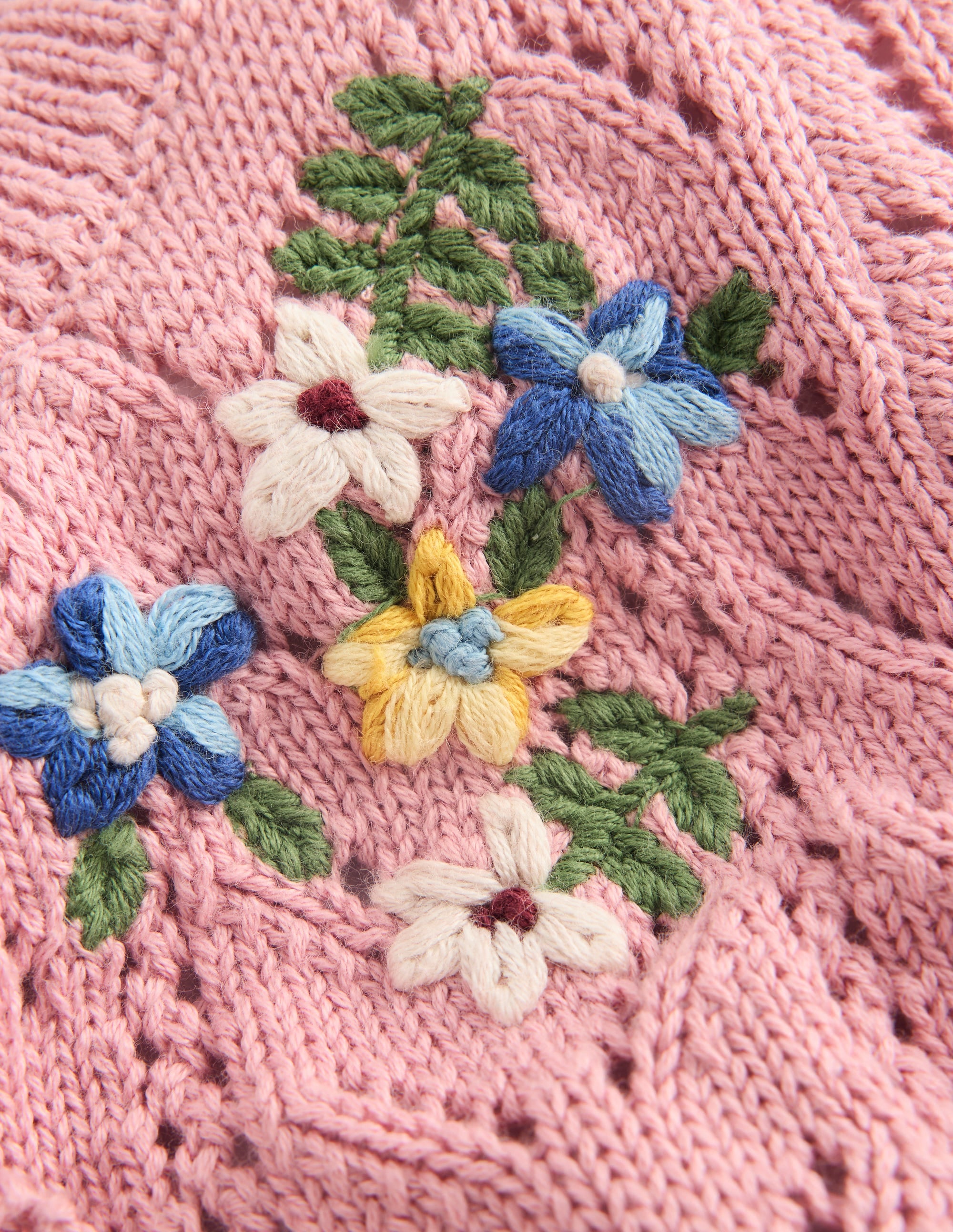 Embroidered Cotton Cardigan-Vintage Pink Mini Embroidered - Image 4
