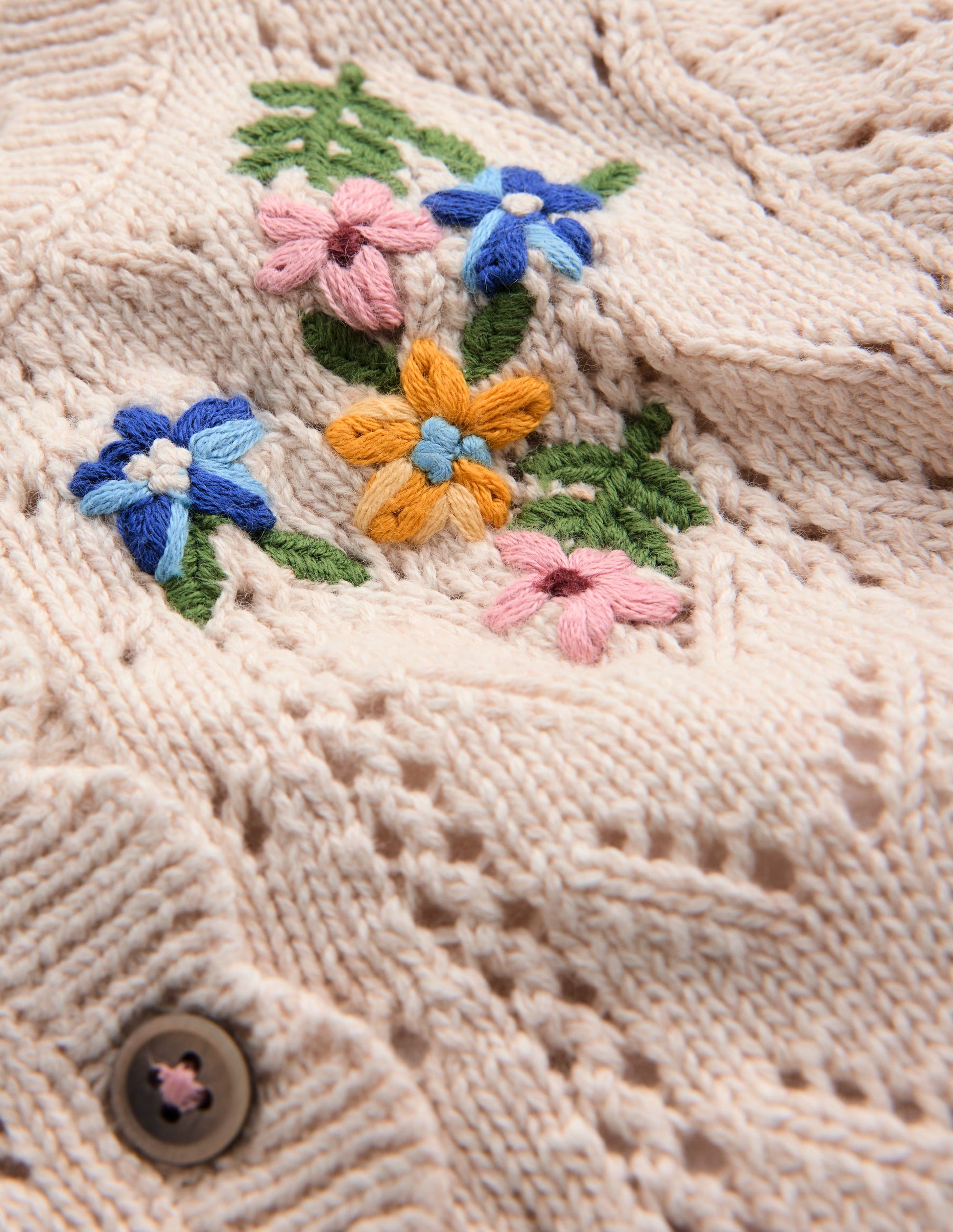 Embroidered Cotton Cardigan-Ecru Marl Mini Embroidered-3