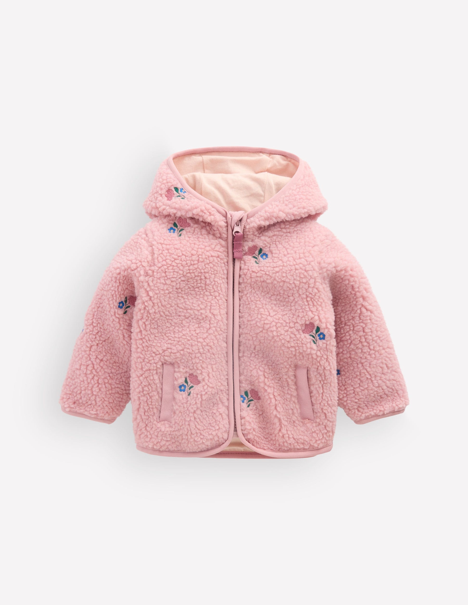 Embroidered Borg Jacket-Pink Floral-2