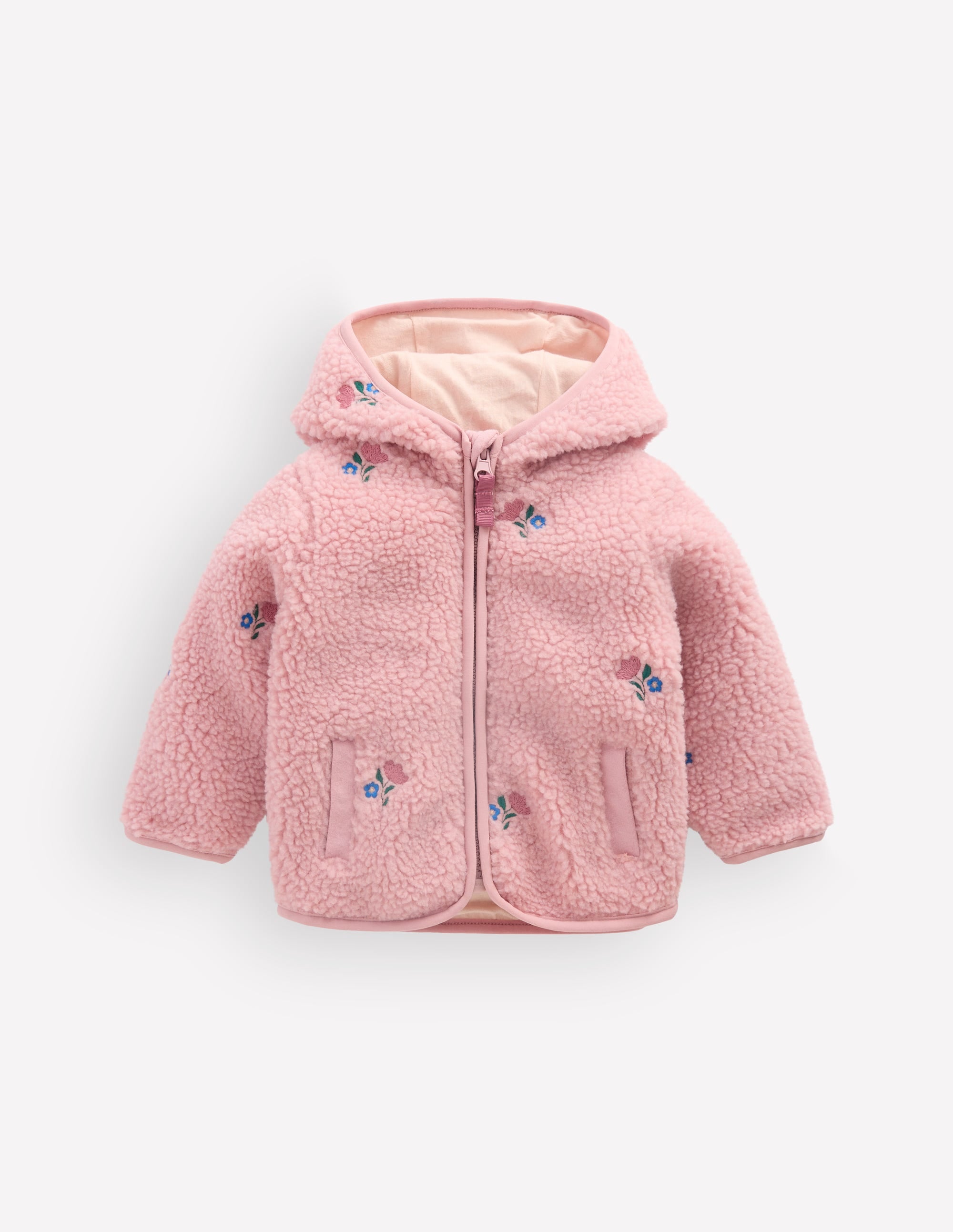 Embroidered Borg Jacket-Pink Floral - Image 2