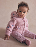 Embroidered Borg Jacket-Pink Floral
