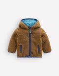 Embroidered Borg Jacket-Brown Multi Tractors