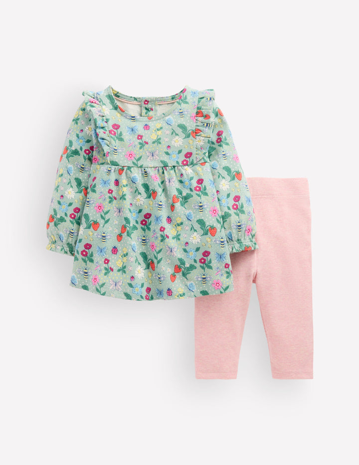 Jersey Tunic Set-Green Bee Garden