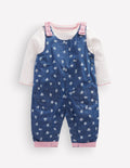 Woven Dungarees Set-Chambray Roses